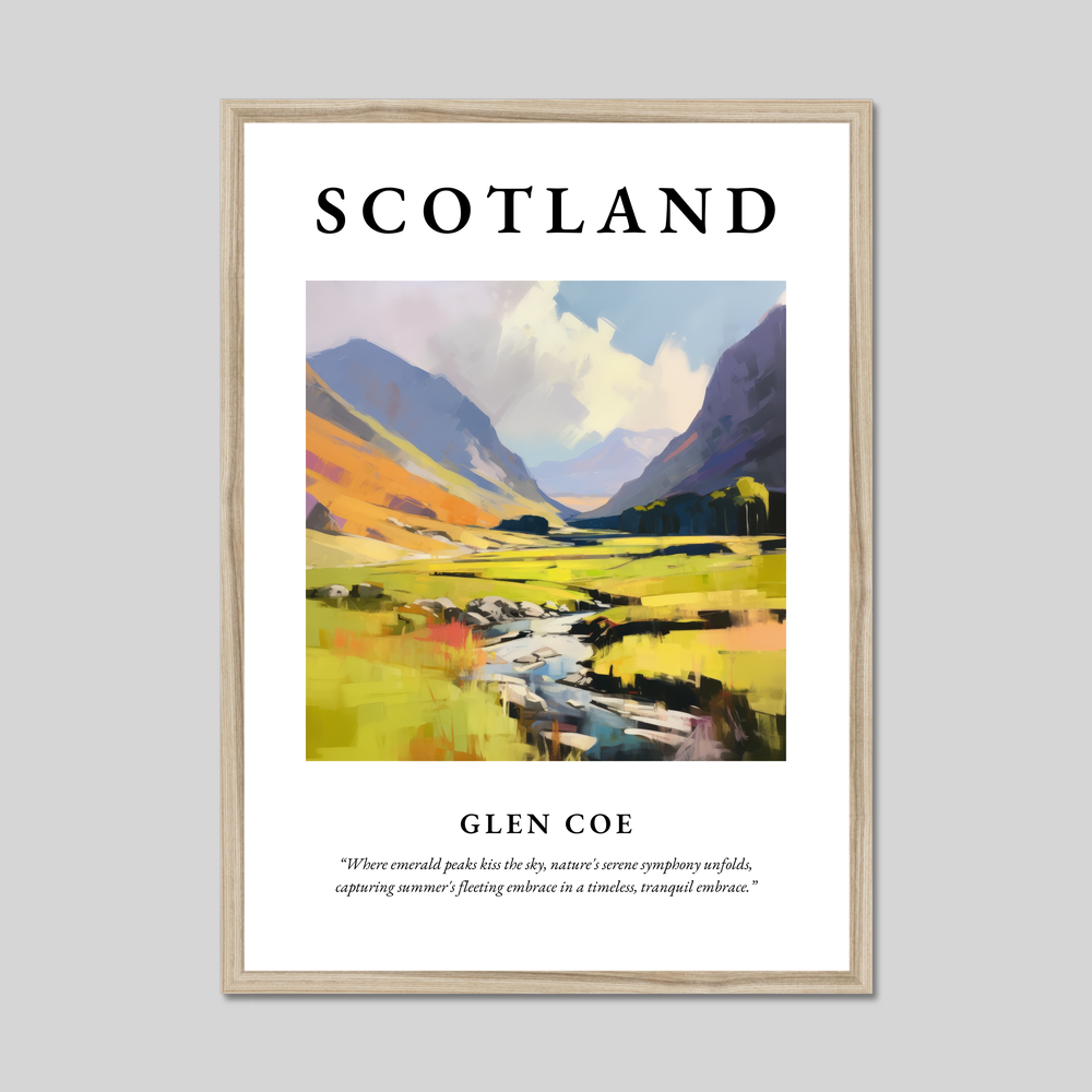Poster in a natural frame with the word Scotland