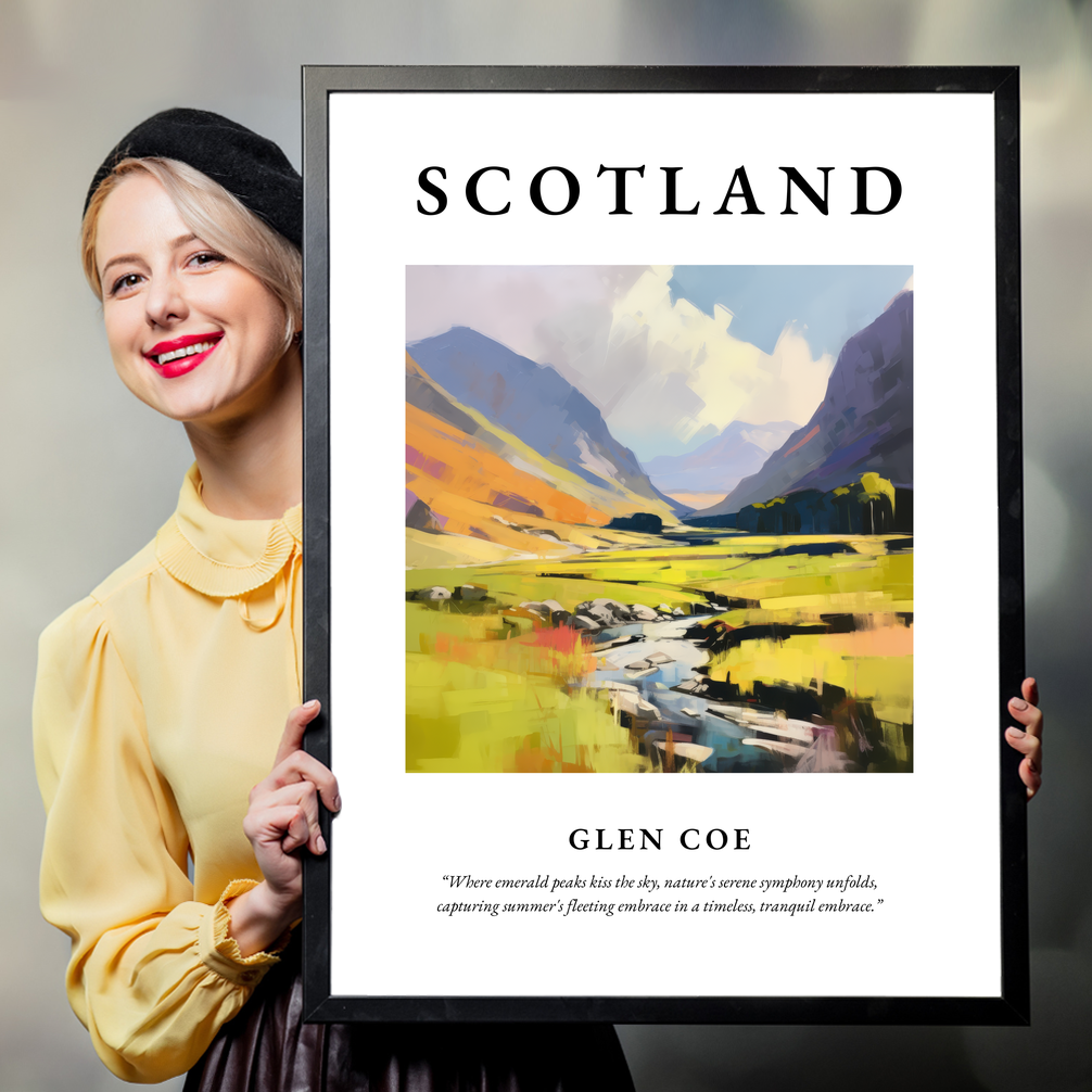 Person holding a poster of Glen Coe