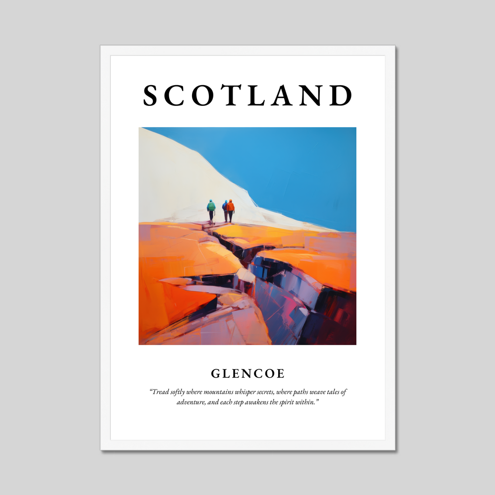 Poster in a white frame with the word Scotland