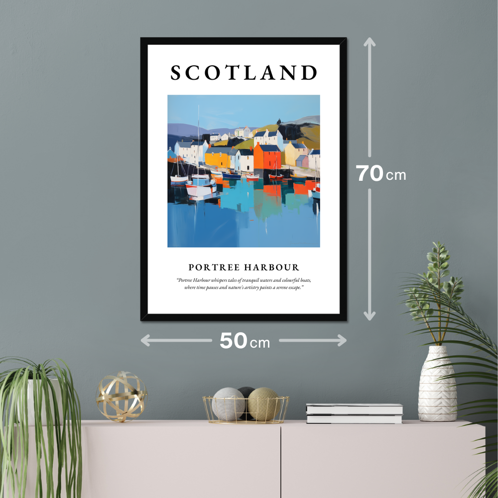 Poster of Portree Harbour hanging on a wall
