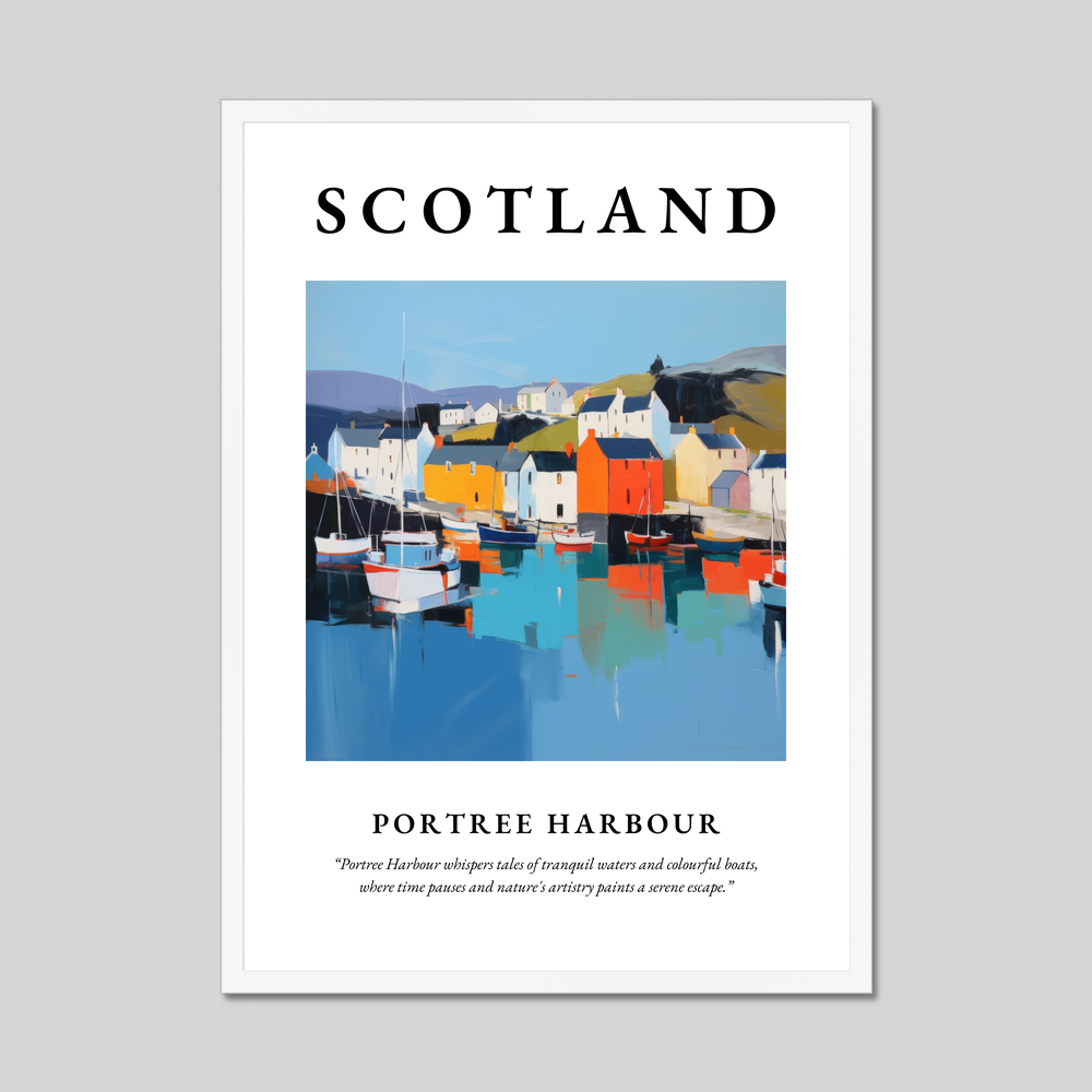 Poster in a white frame with the word Scotland