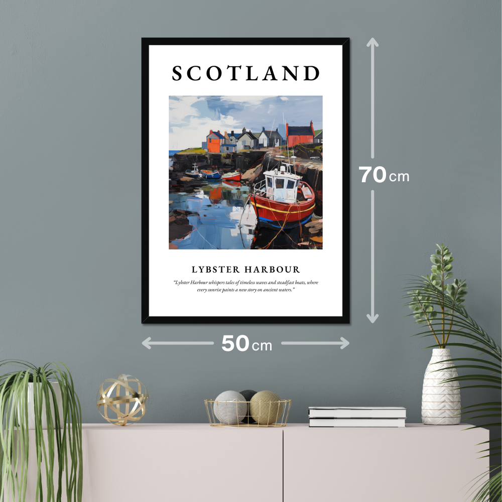 Poster of Lybster Harbour hanging on a wall
