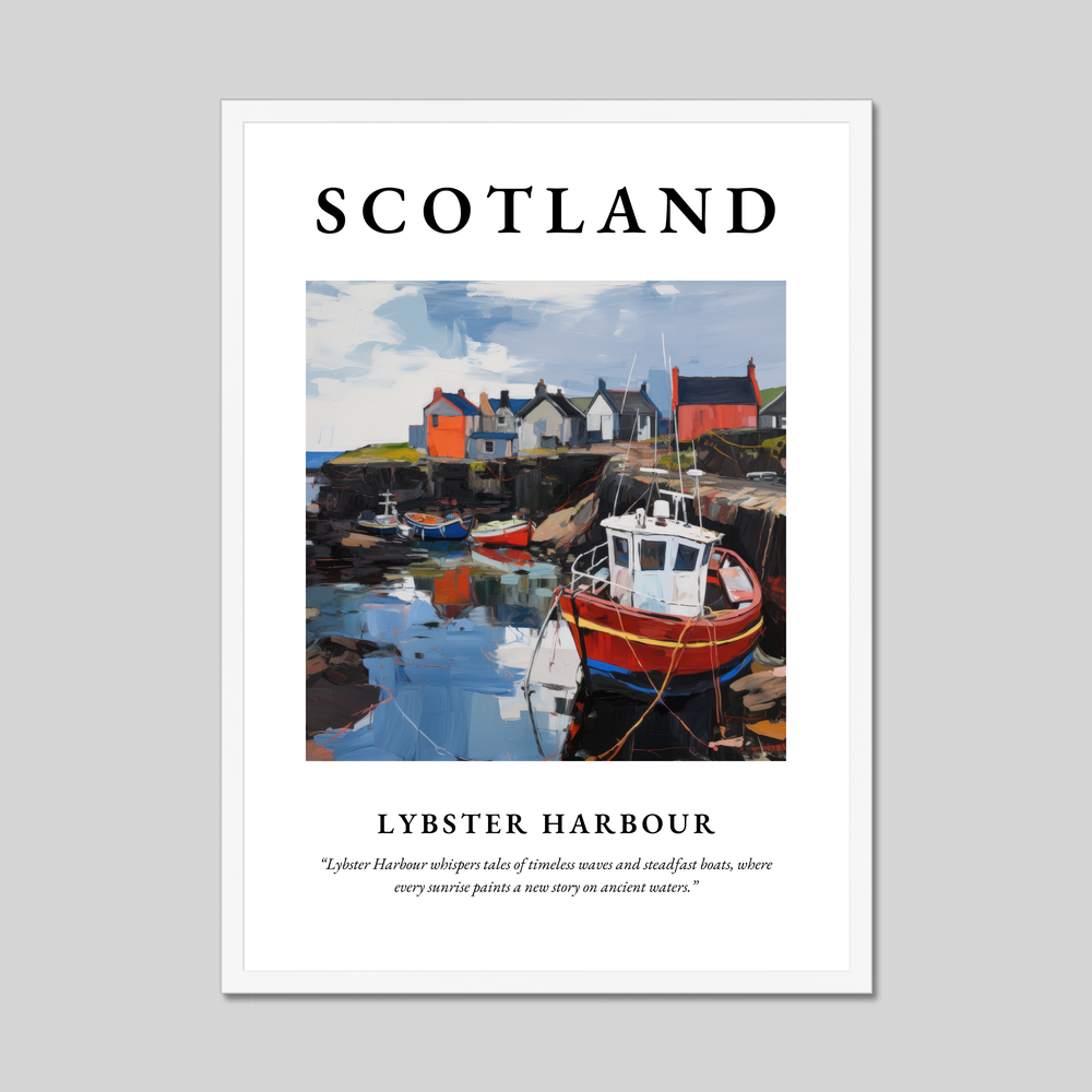 Poster in a white frame with the word Scotland