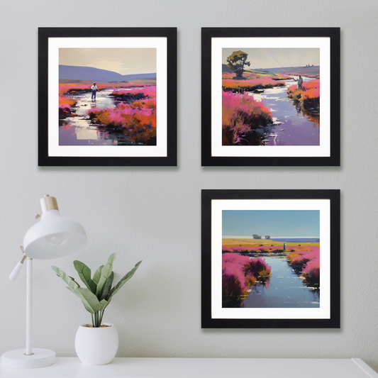 Main product image of A man fly fishing as the heather blooms around the River Conon.