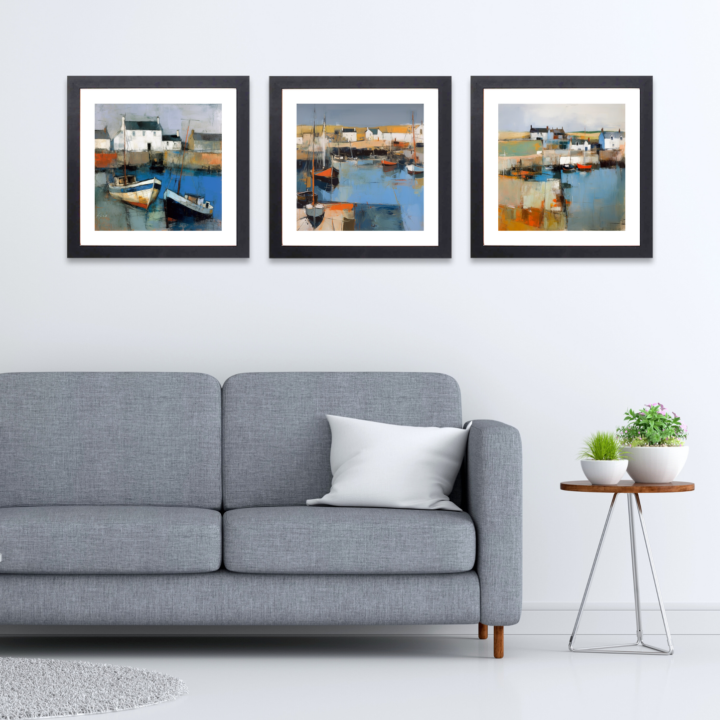 Black frame variant of Portmahomack Harbour, Easter Ross