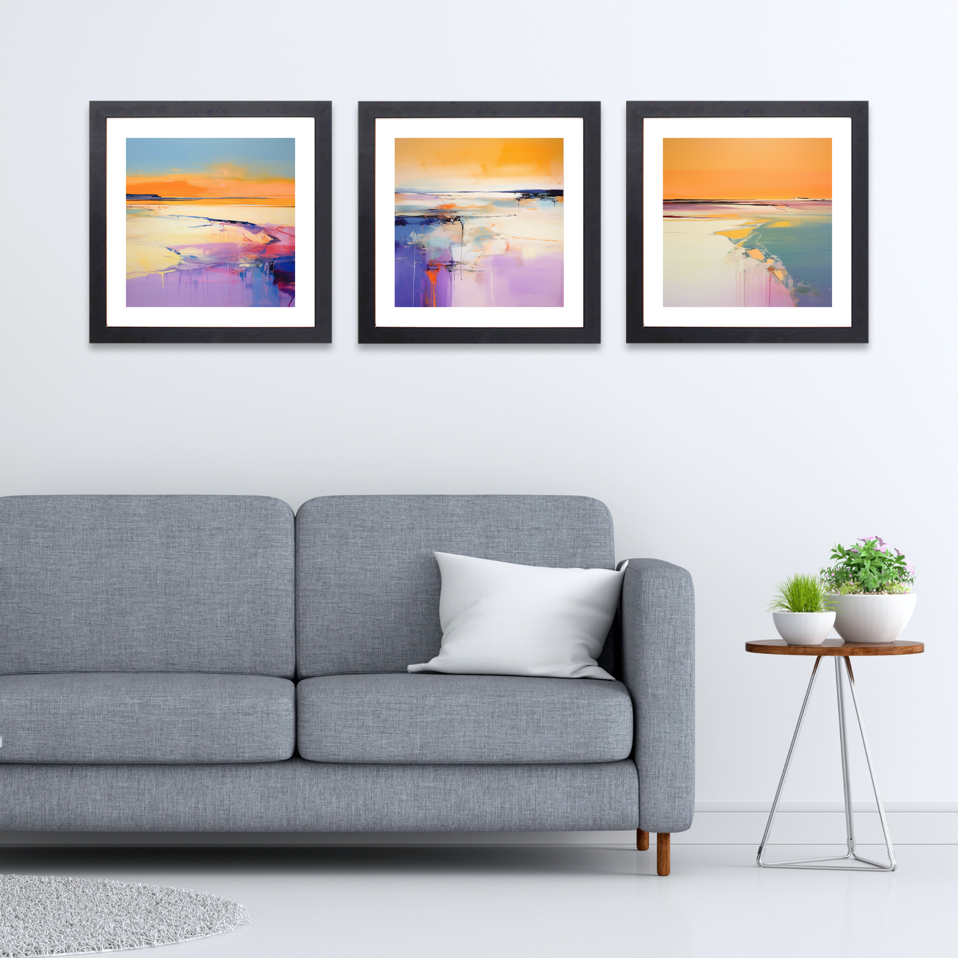 Black frame variant of Nairn Beach at sunset