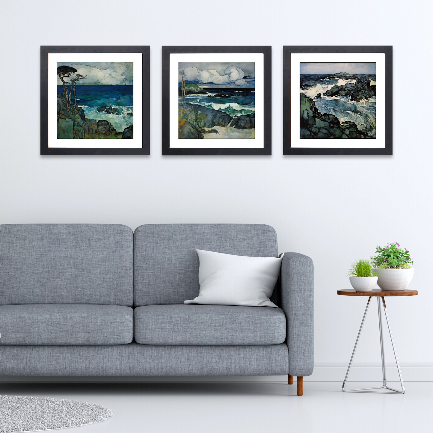 Black frame variant of Sound of Iona with a stormy sky