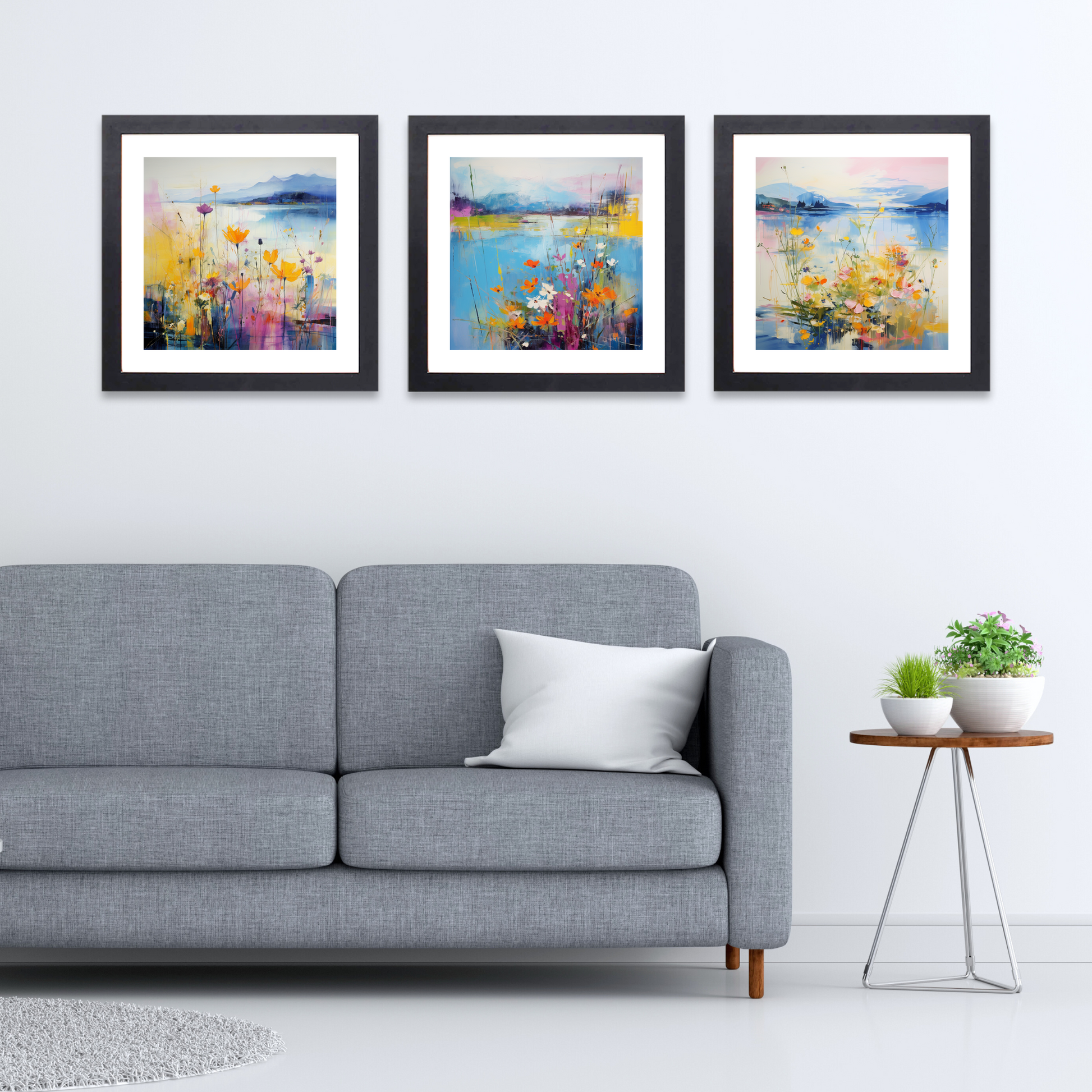 Black frame variant of Wildflowers by Loch Lomond