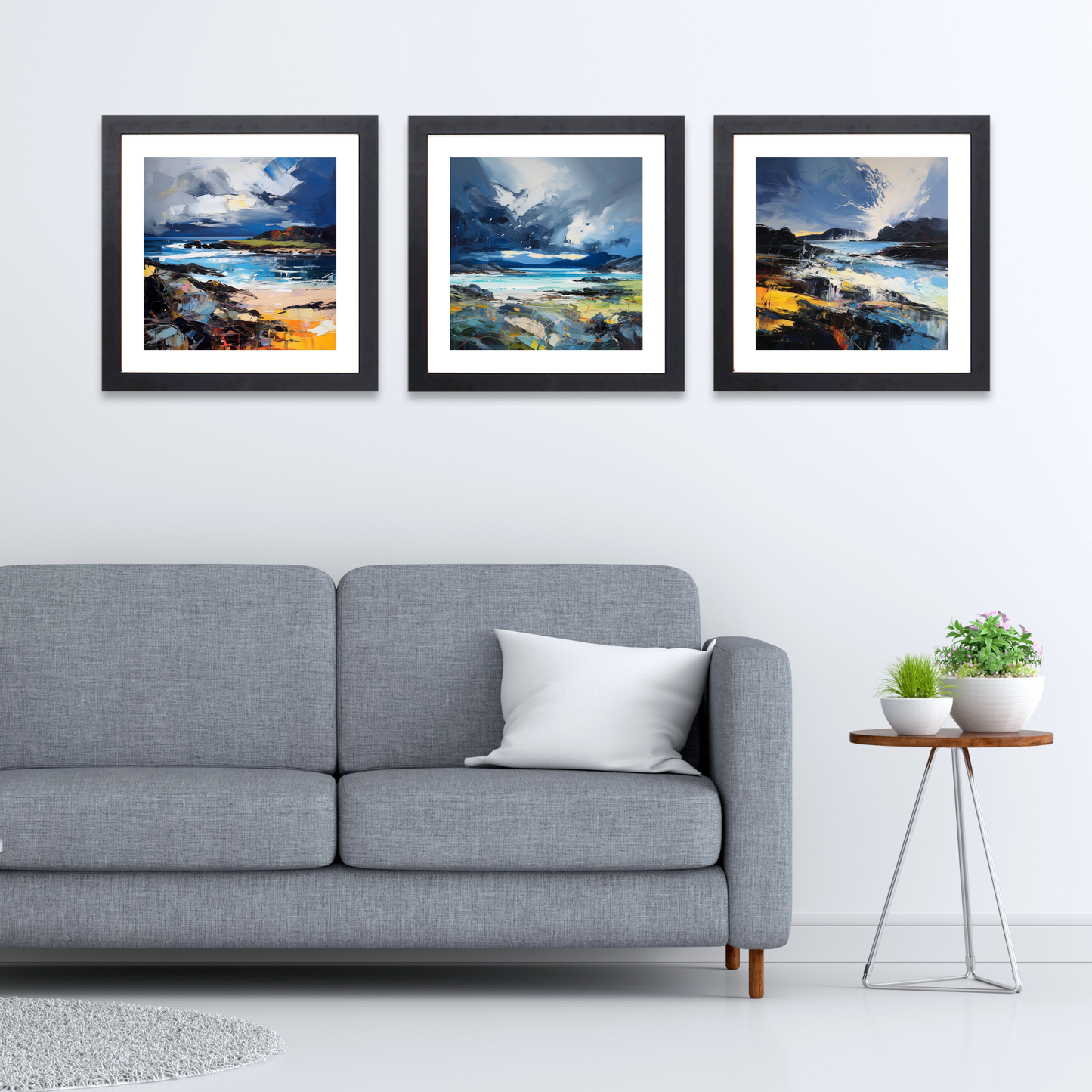 Black frame variant of Ardalanish Bay with a stormy sky