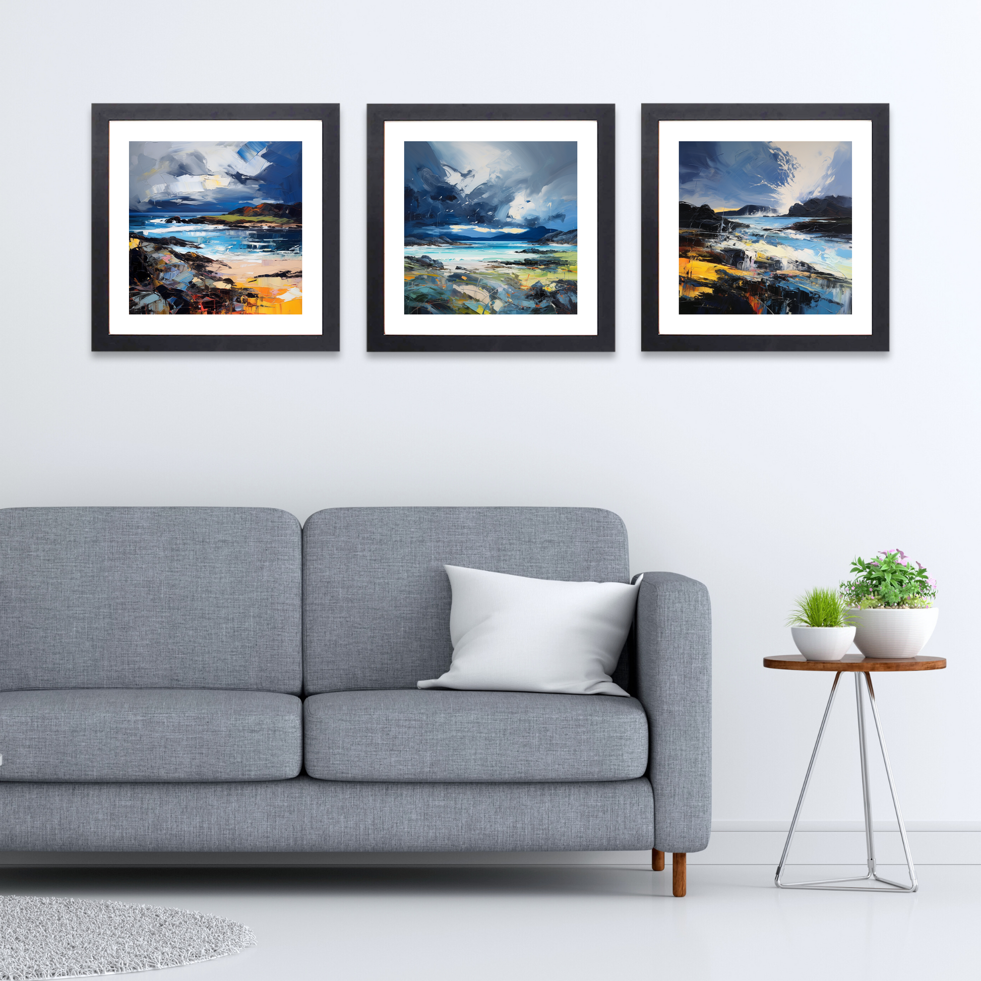 Black frame variant of Ardalanish Bay with a stormy sky