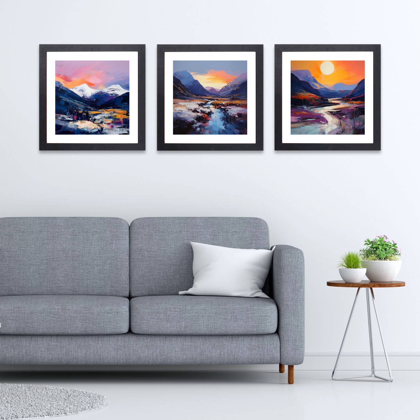 Black frame variant of Soft twilight on slopes in Glencoe