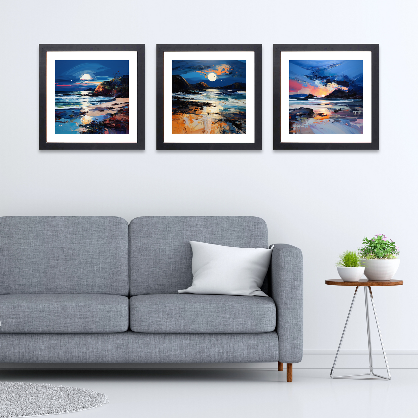 Black frame variant of Seilebost Beach at dusk