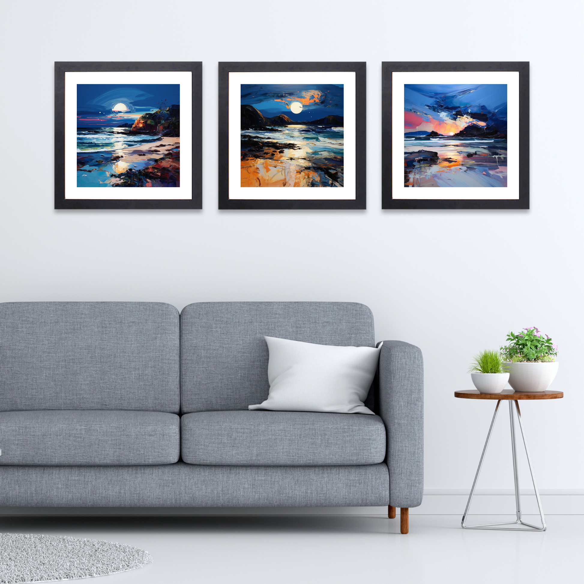 Black frame variant of Seilebost Beach at dusk