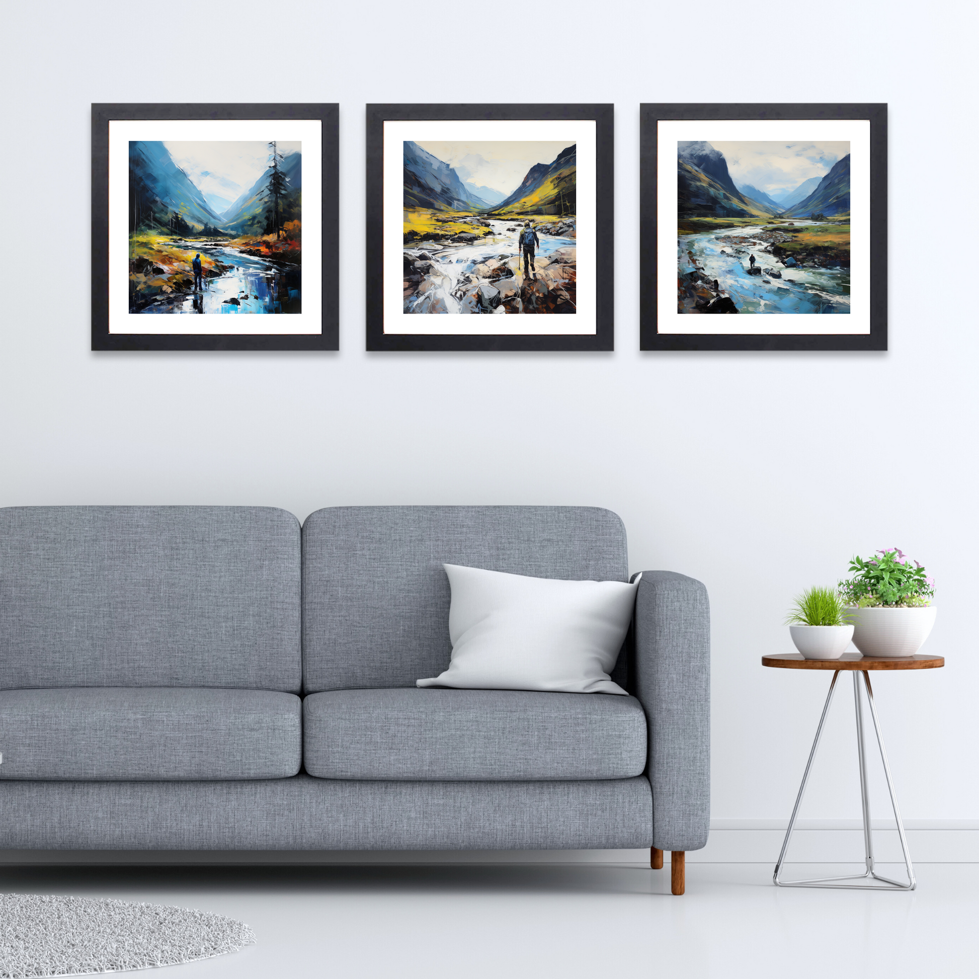 Black frame variant of Walker crossing River Coe in Glencoe