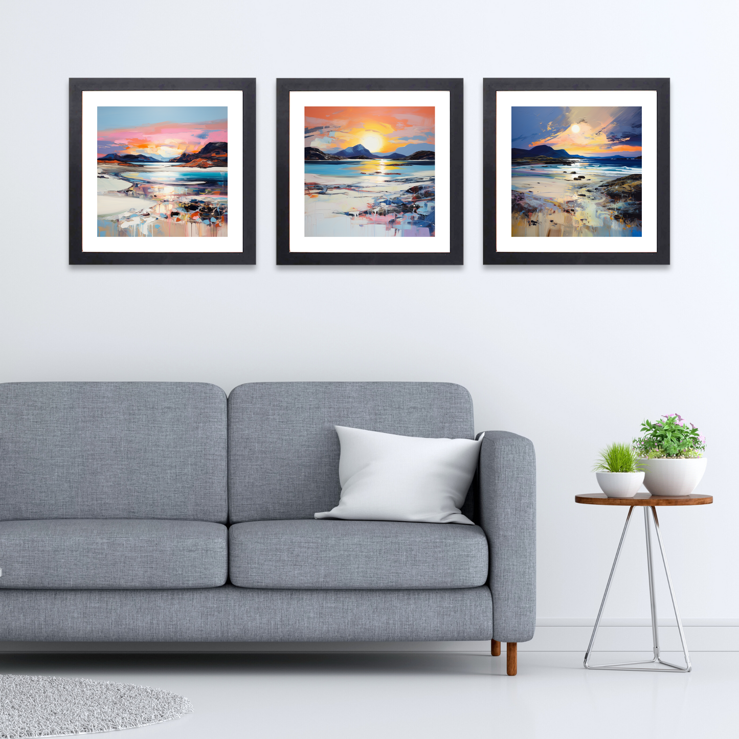 Black frame variant of Mellon Udrigle Beach at dusk