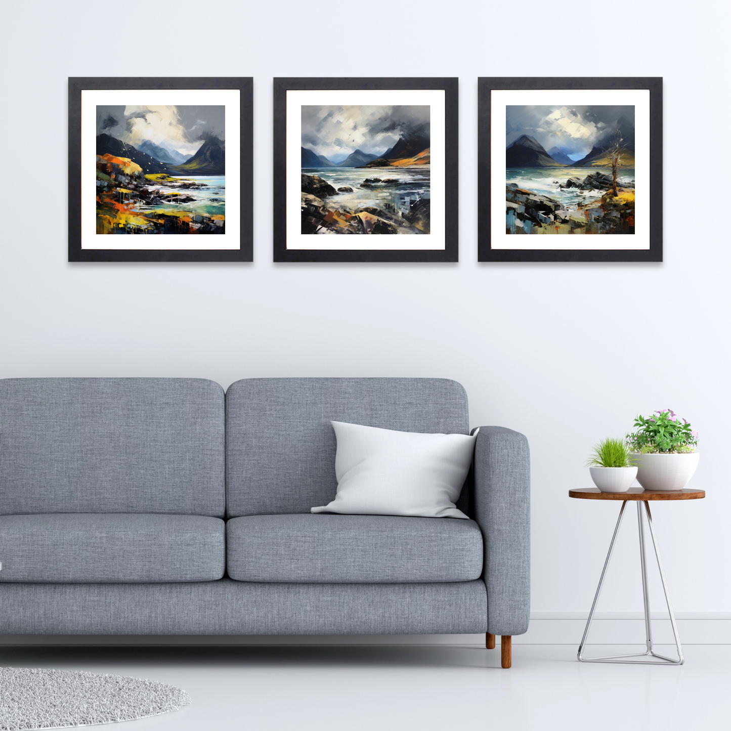 Black frame variant of Elgol Bay with a stormy sky