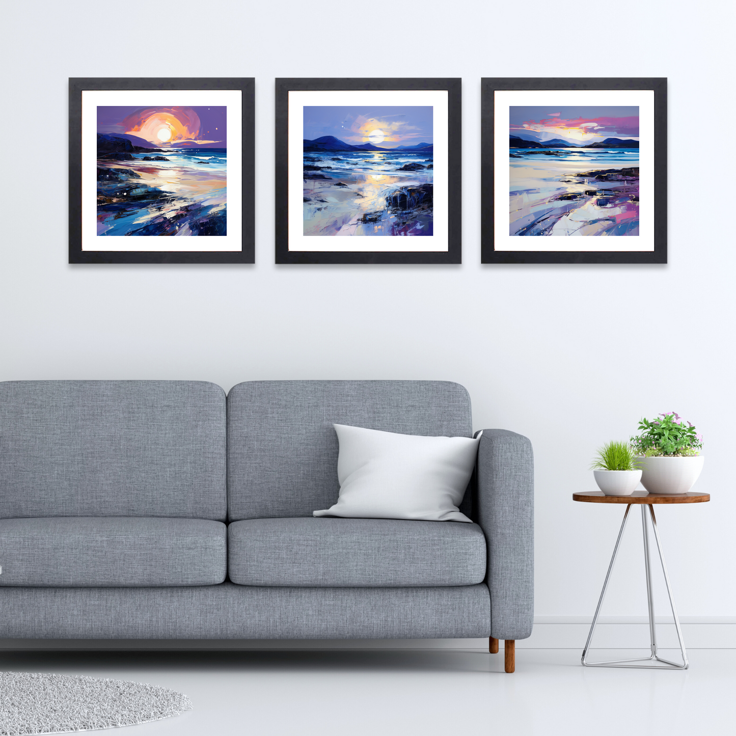 Black frame variant of Traigh Mhor at dusk