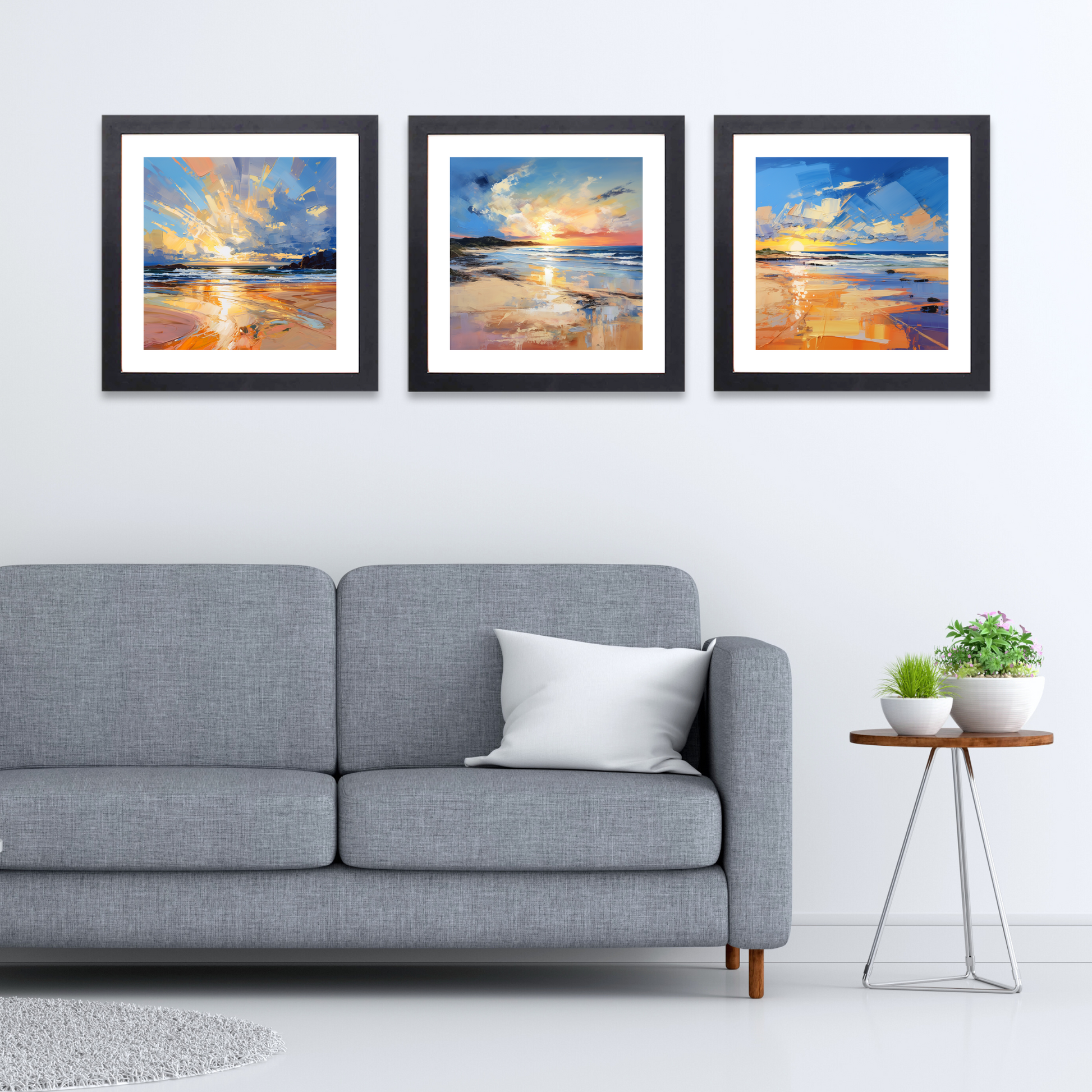 Black frame variant of Balmedie Beach at golden hour