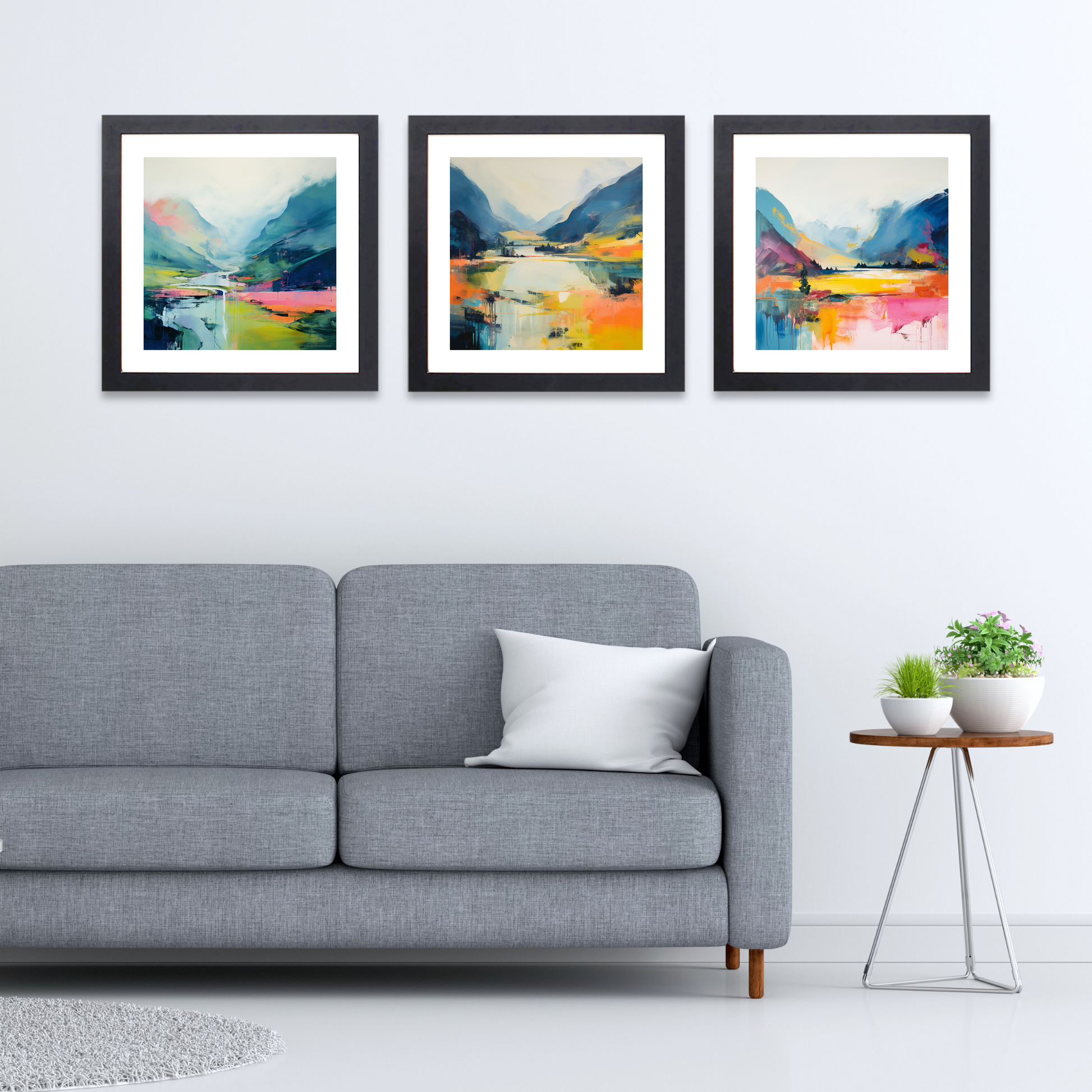 Black frame variant of Glenfinnan, Highlands in summer