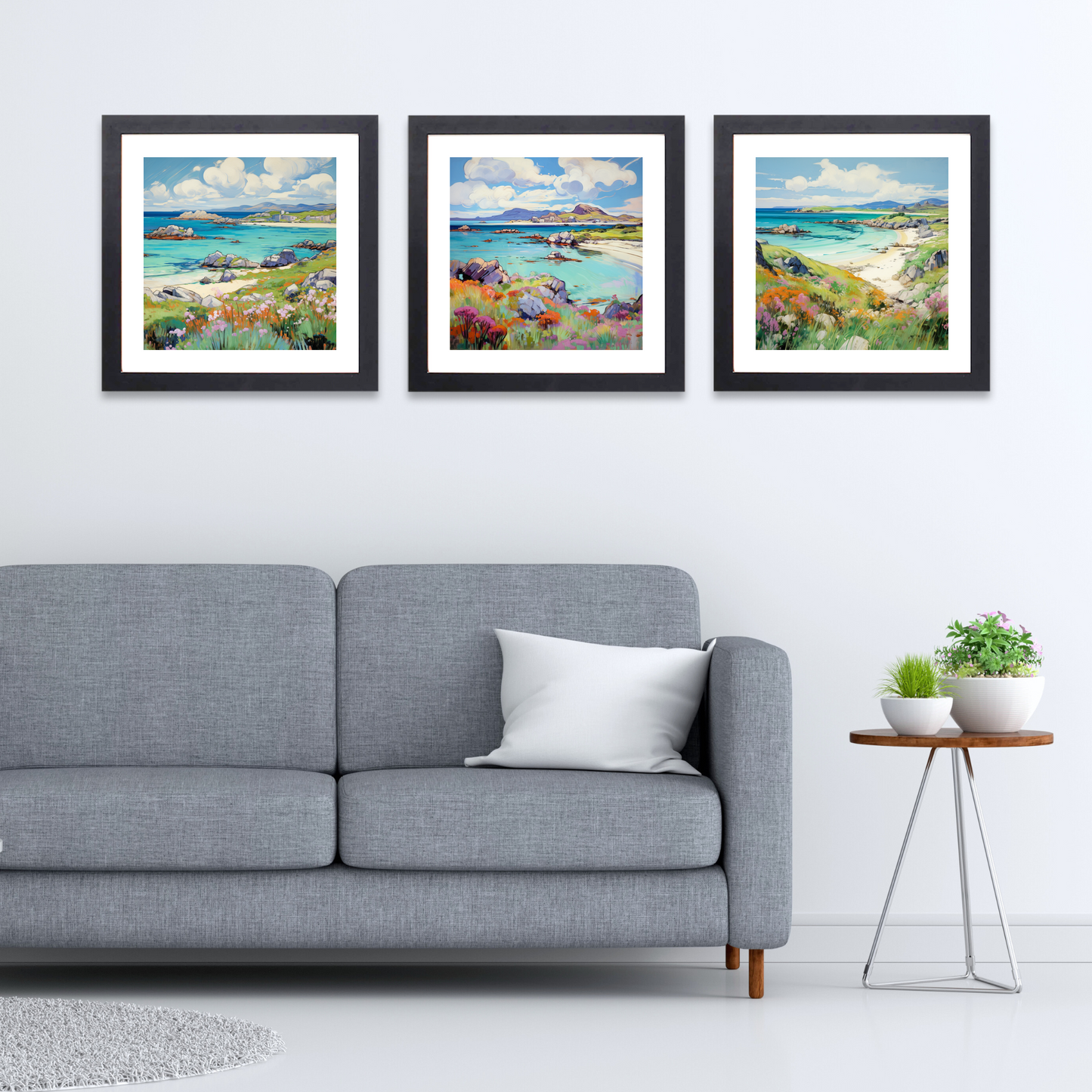 Black frame variant of Isle of Iona, Inner Hebrides in summer