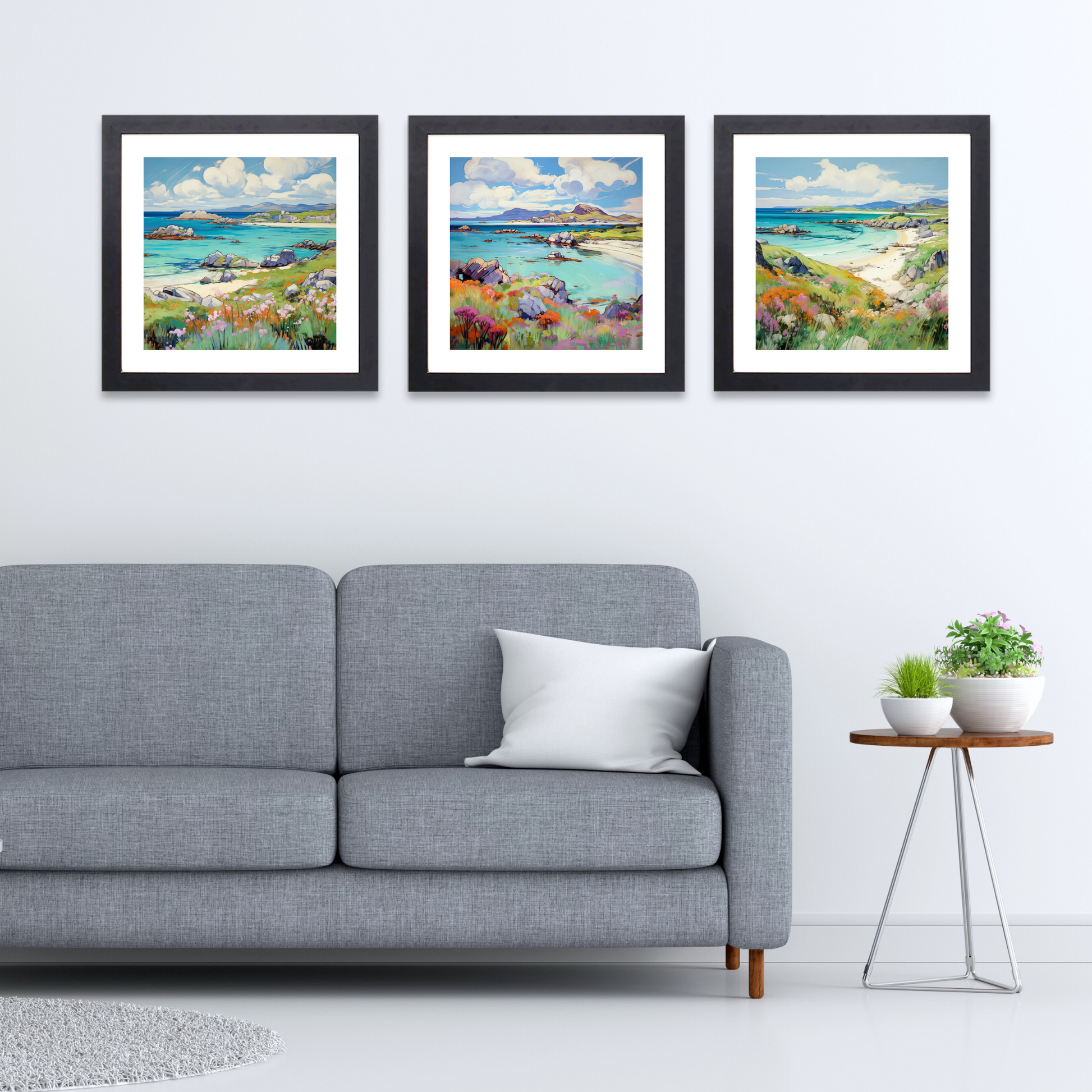 Black frame variant of Isle of Iona, Inner Hebrides in summer