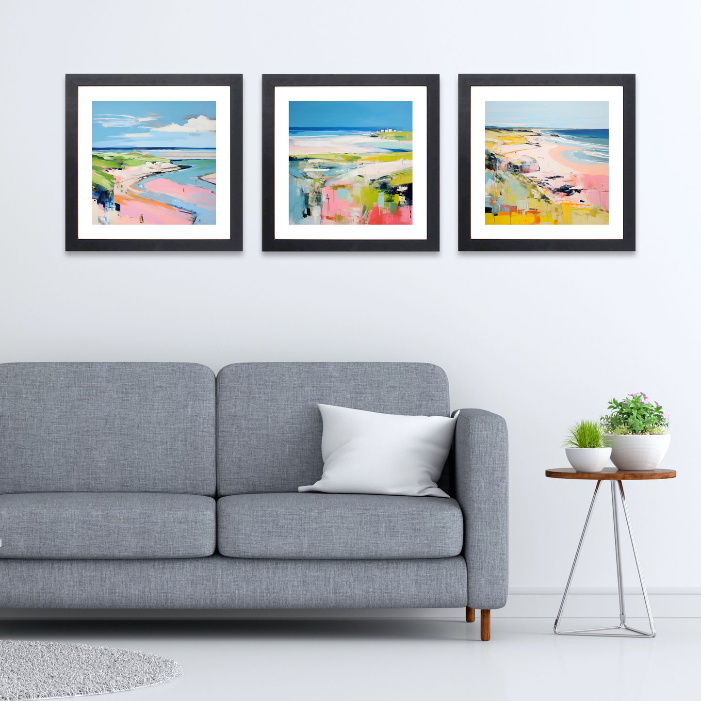 Black frame variant of St Cyrus Beach, Aberdeenshire in summer