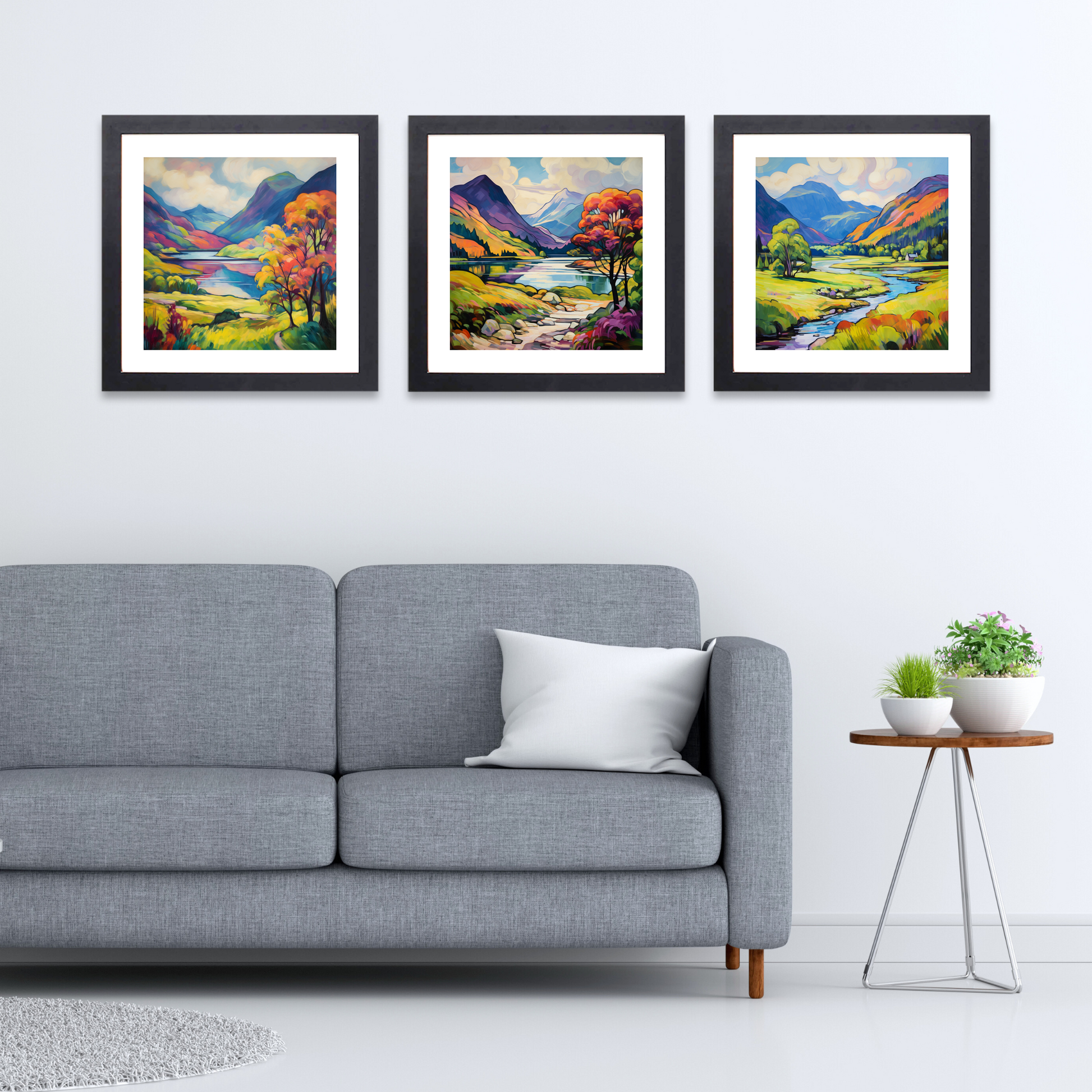 Black frame variant of Glenfinnan, Highlands in summer