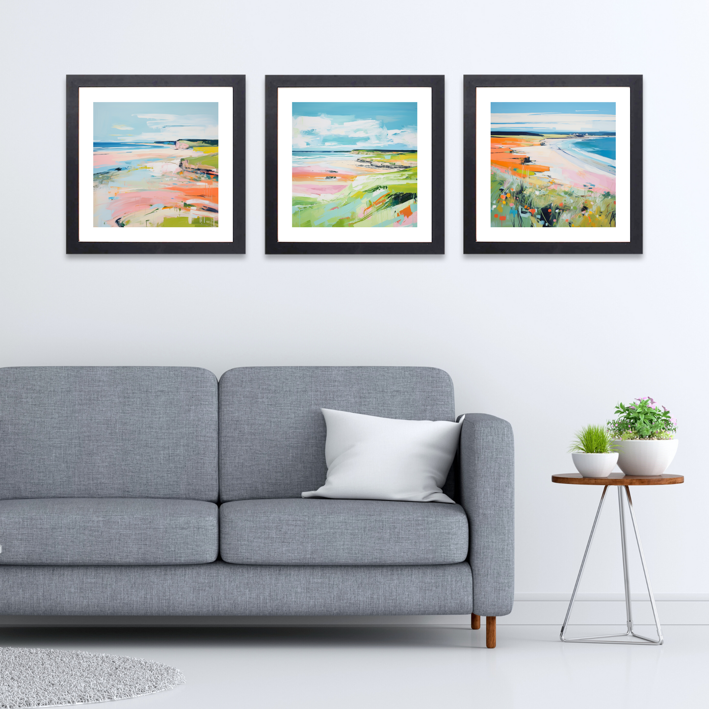 Black frame variant of Lunan Bay, Angus in summer