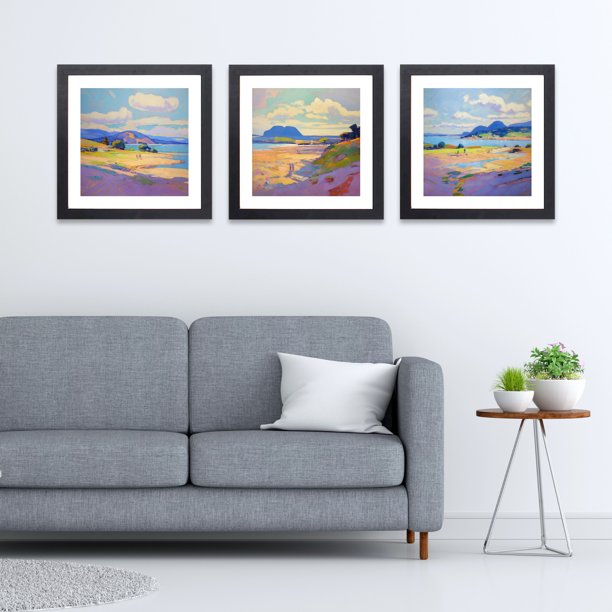 Black frame variant of Longniddry Beach, East Lothian in summer