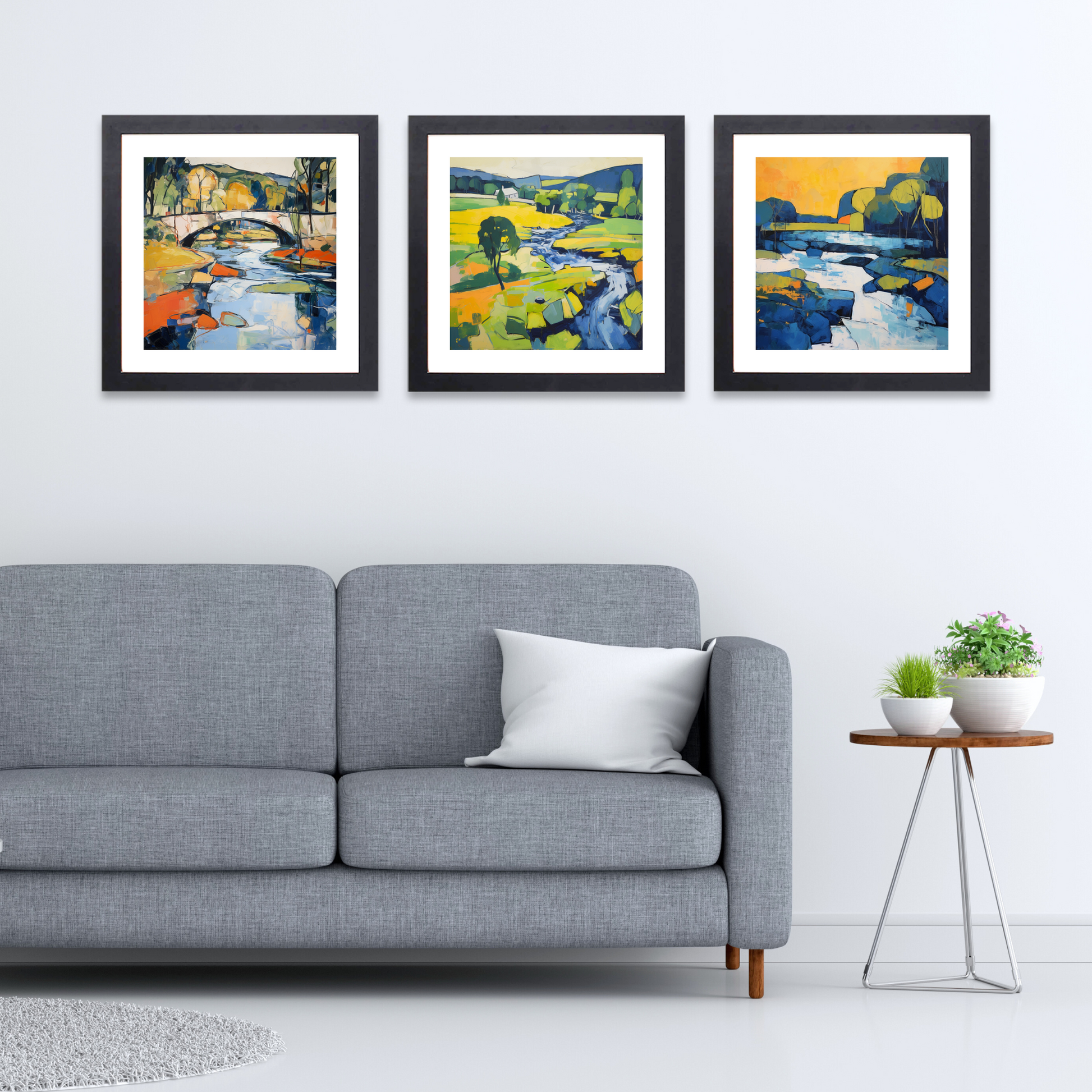 Black frame variant of River Earn, Perthshire in summer