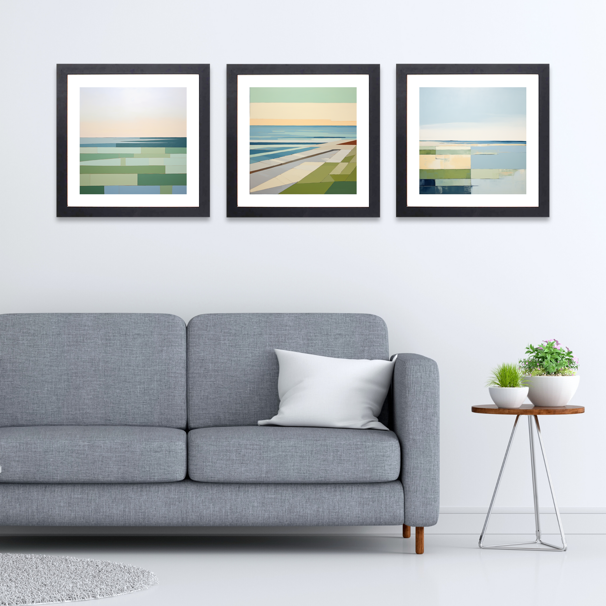 Black frame variant of Gullane Beach at golden hour