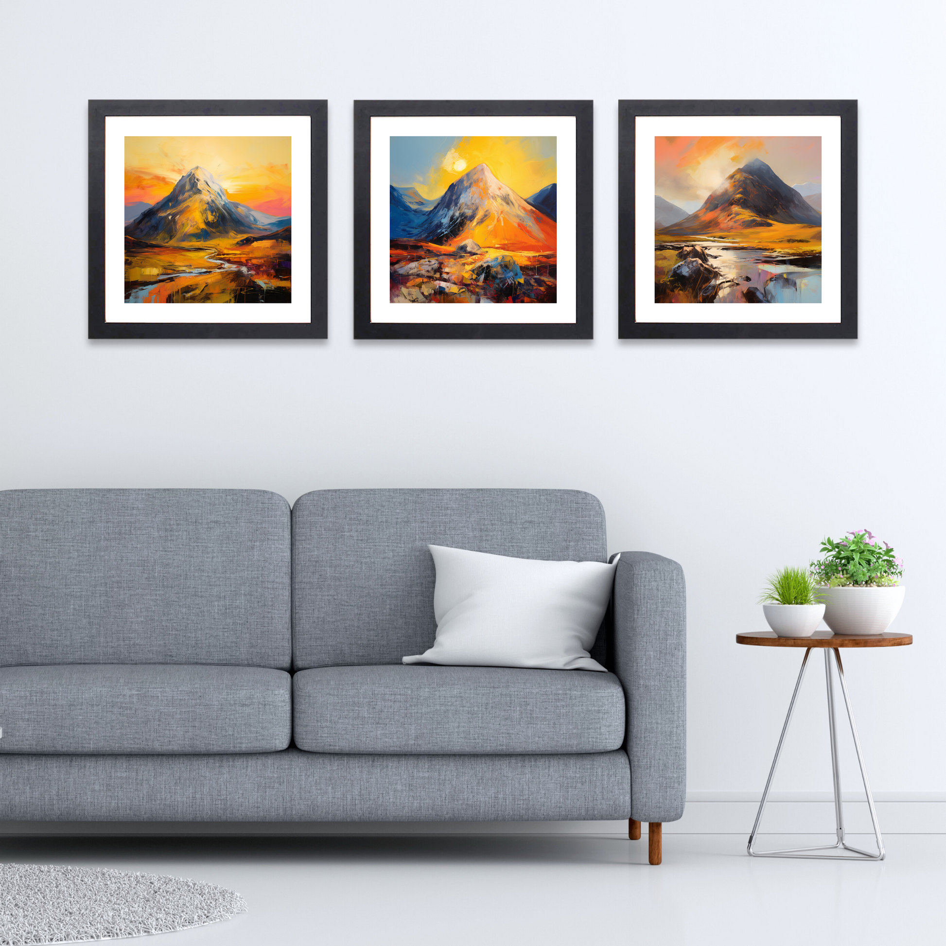 Black frame variant of Golden hour on Buachaille in Glencoe