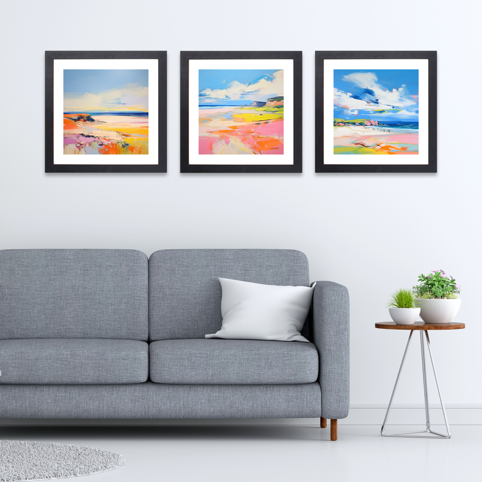 Black frame variant of St Cyrus Beach, Aberdeenshire in summer