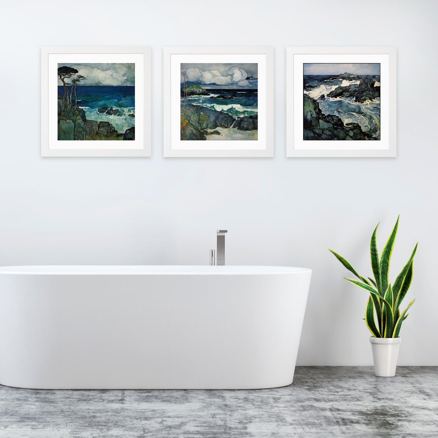 White frame variant of Sound of Iona with a stormy sky