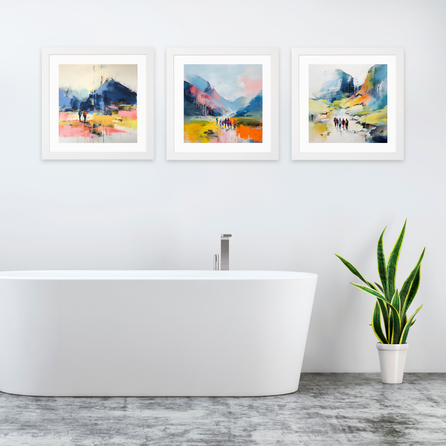 White frame variant of Group of hikers at trail start in Glencoe