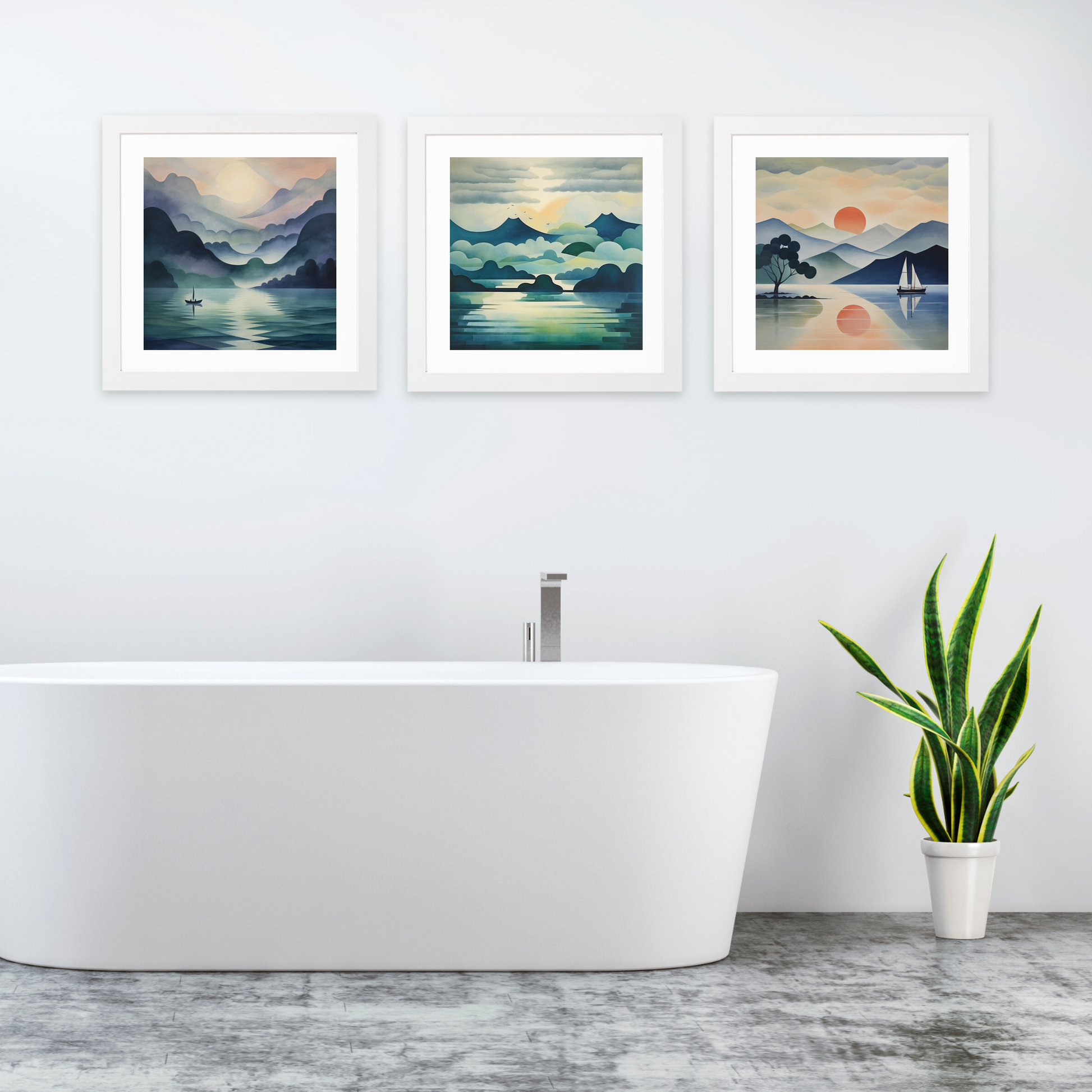 White frame variant of Misty morning on Loch Lomond