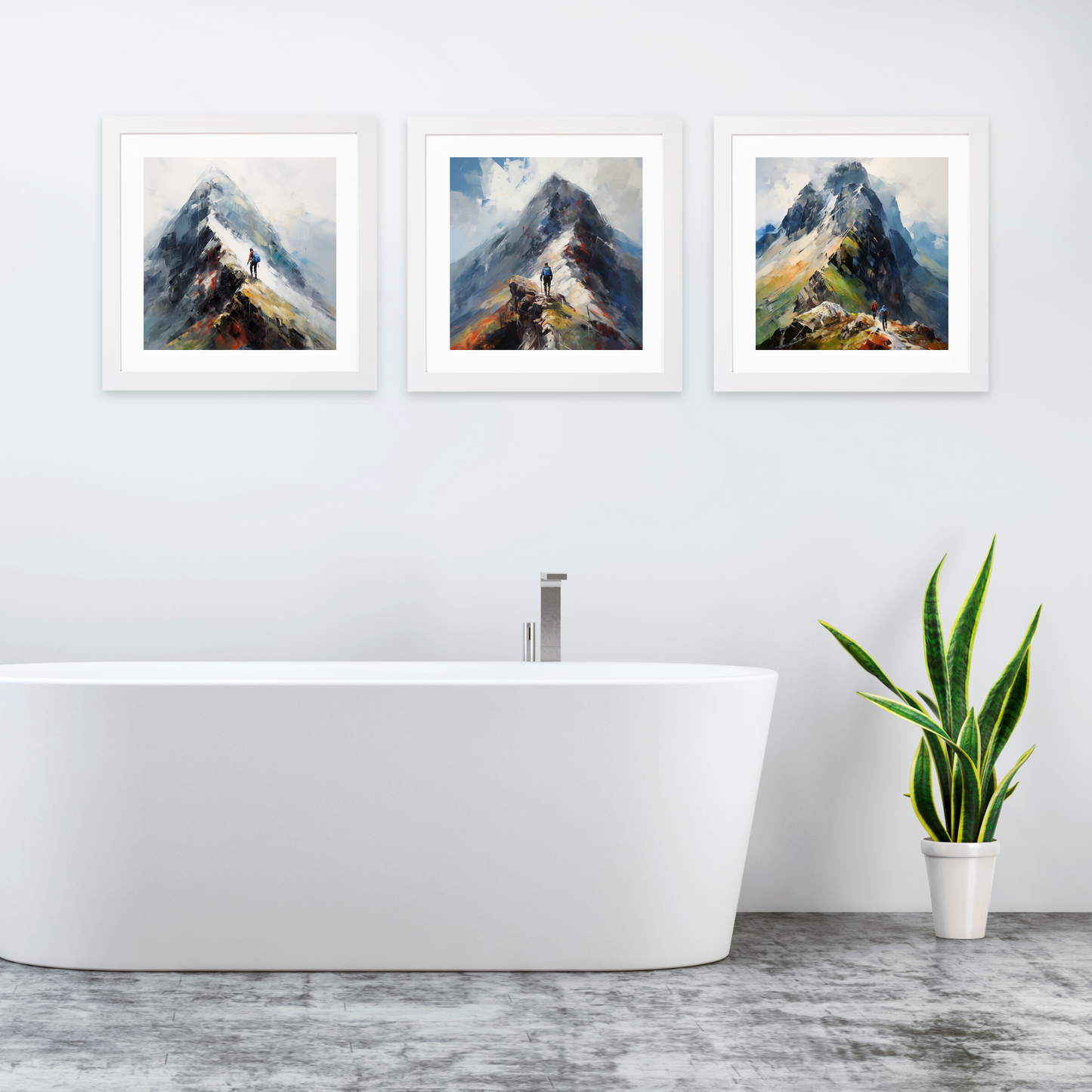 White frame variant of Climber ascending misty peak in Glencoe