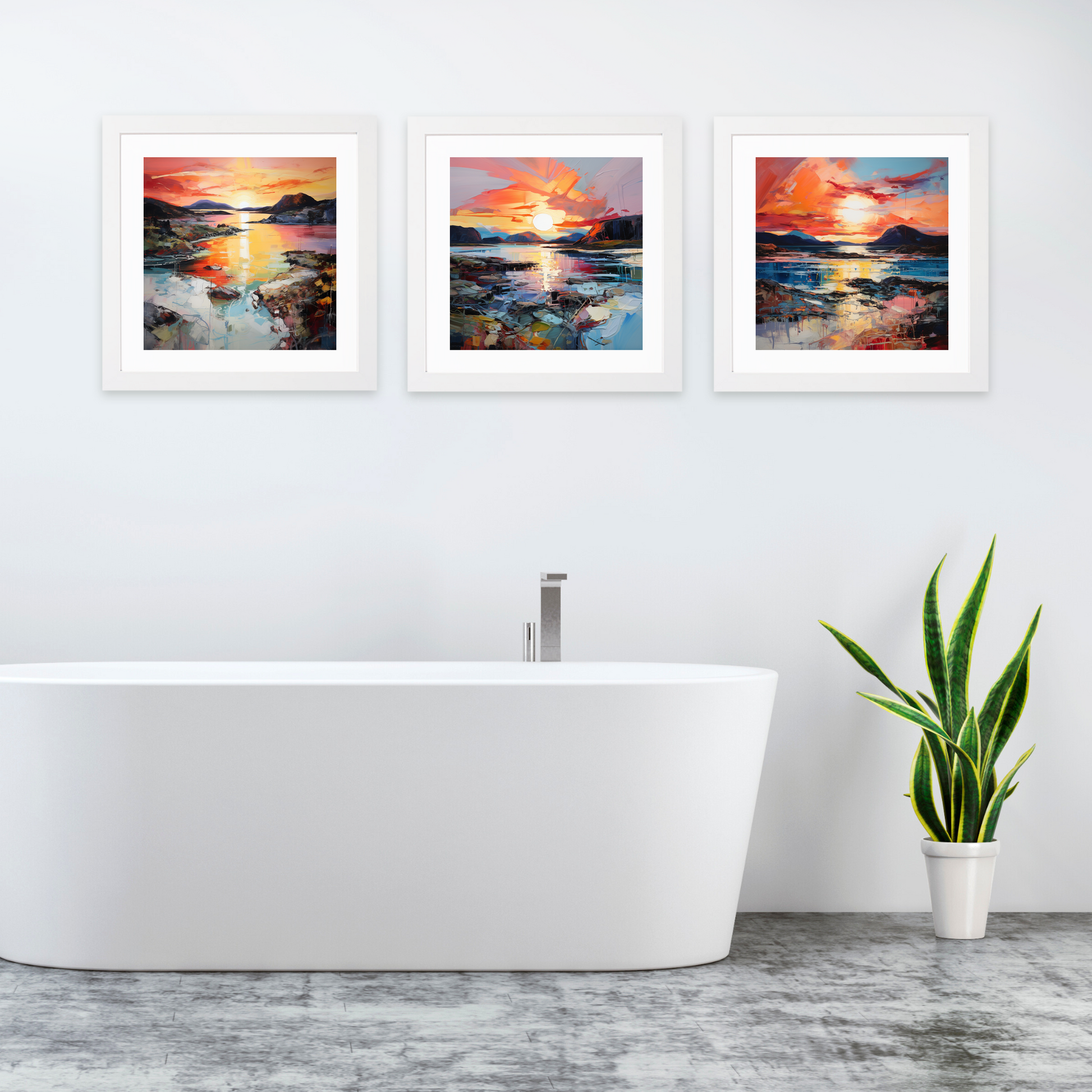 White frame variant of Ardtun Bay at sunset