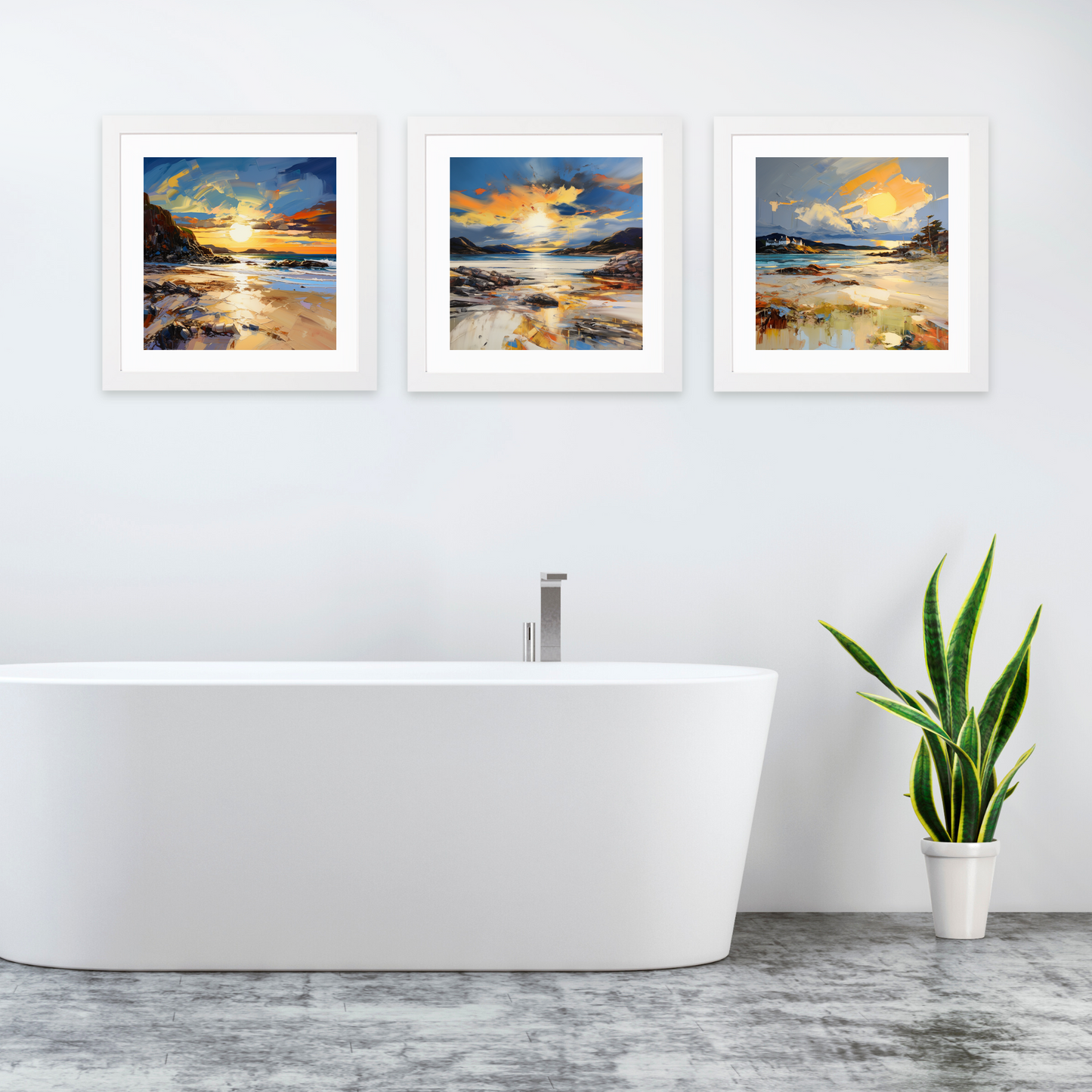 White frame variant of Camusdarach Beach at golden hour