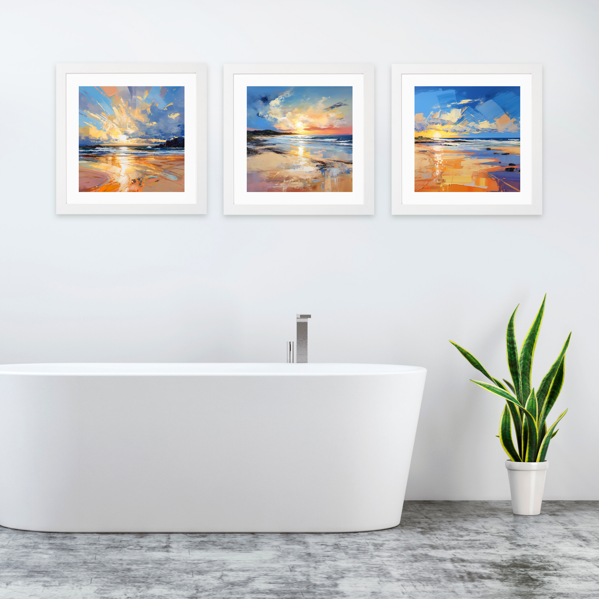 White frame variant of Balmedie Beach at golden hour