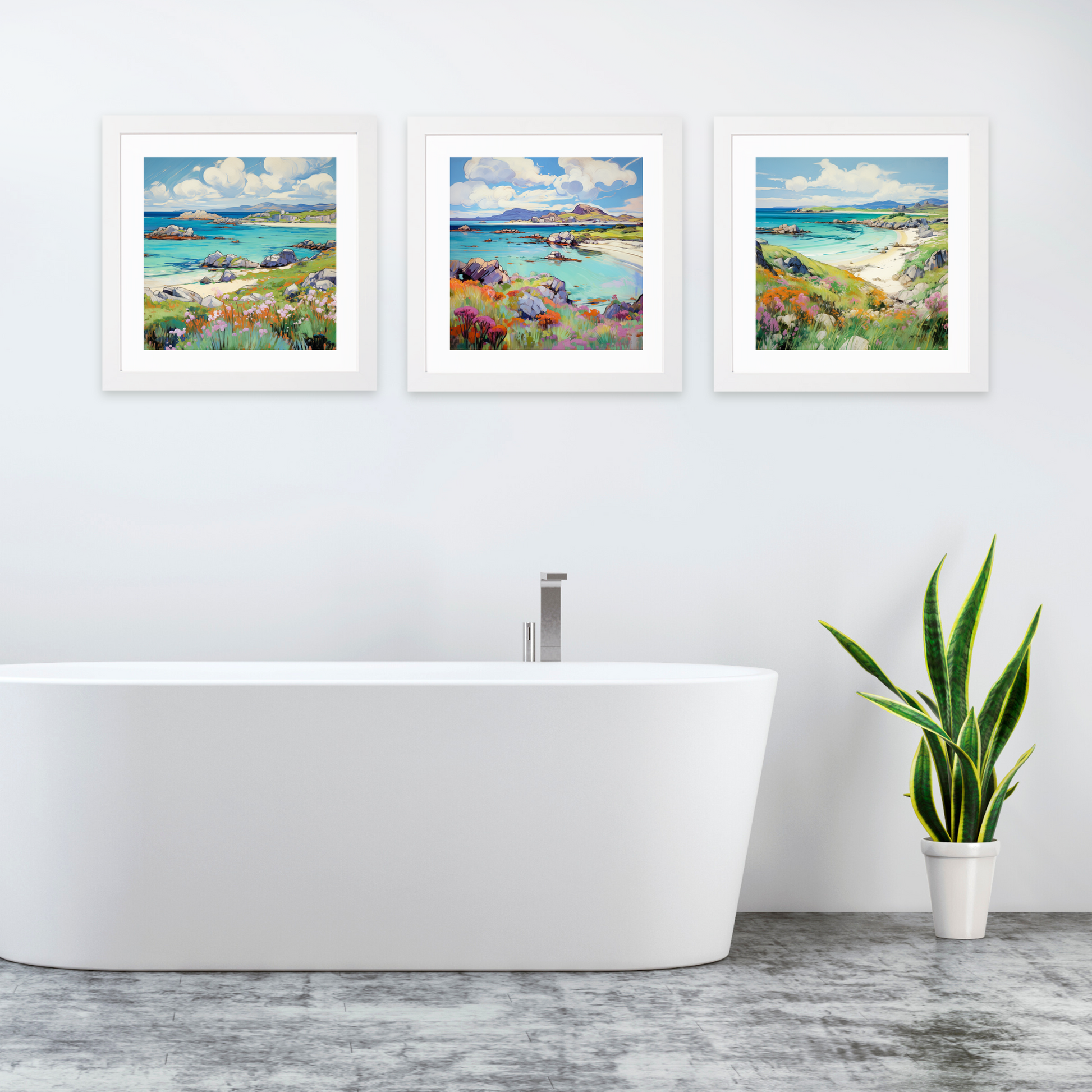 White frame variant of Isle of Iona, Inner Hebrides in summer