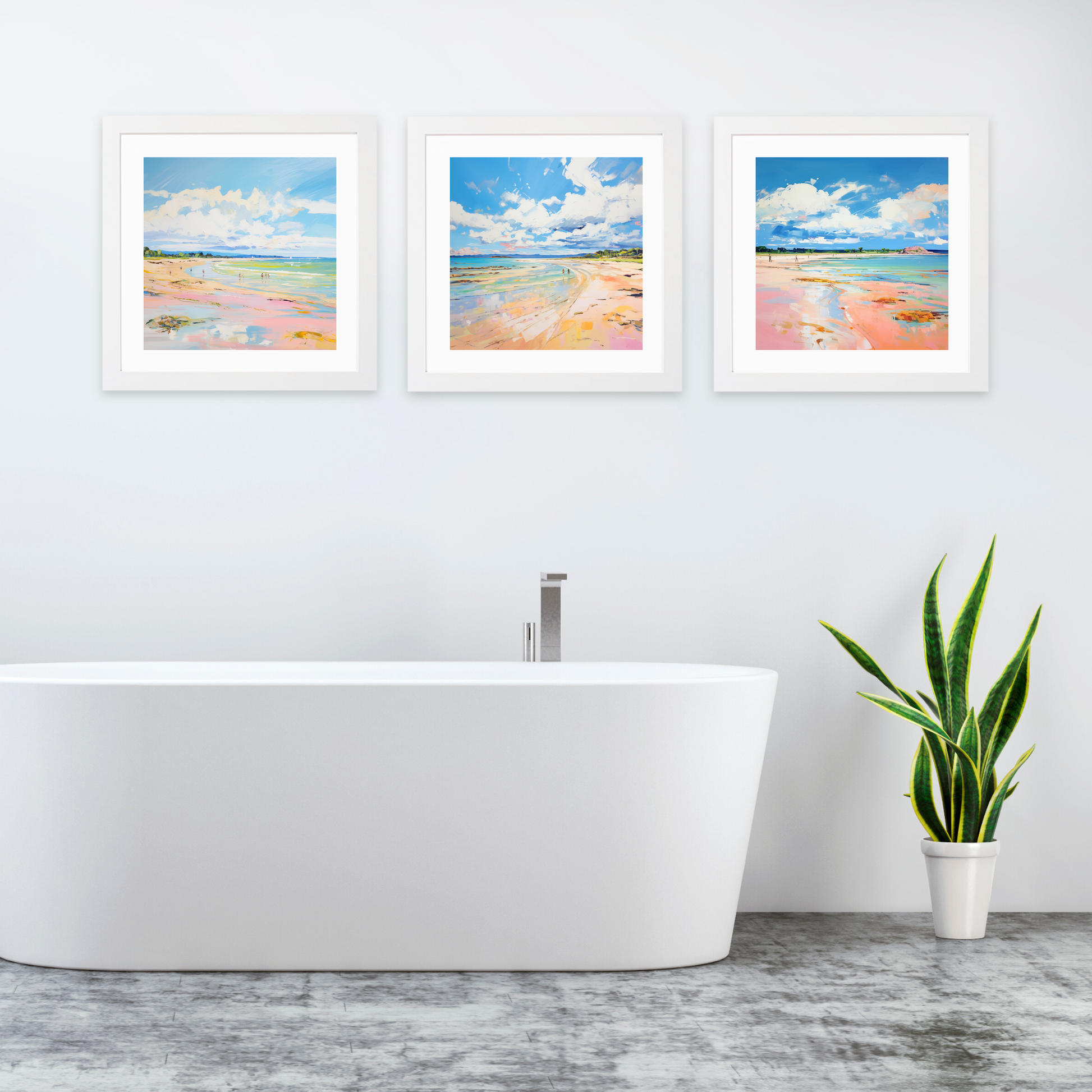 White frame variant of Longniddry Beach, East Lothian in summer