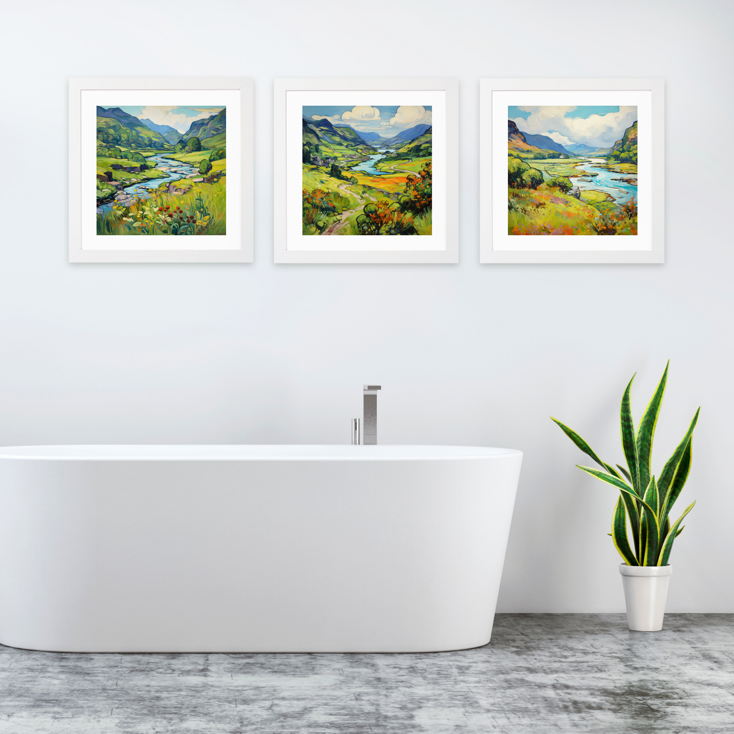 White frame variant of Glen Falloch, Argyll and Bute in summer