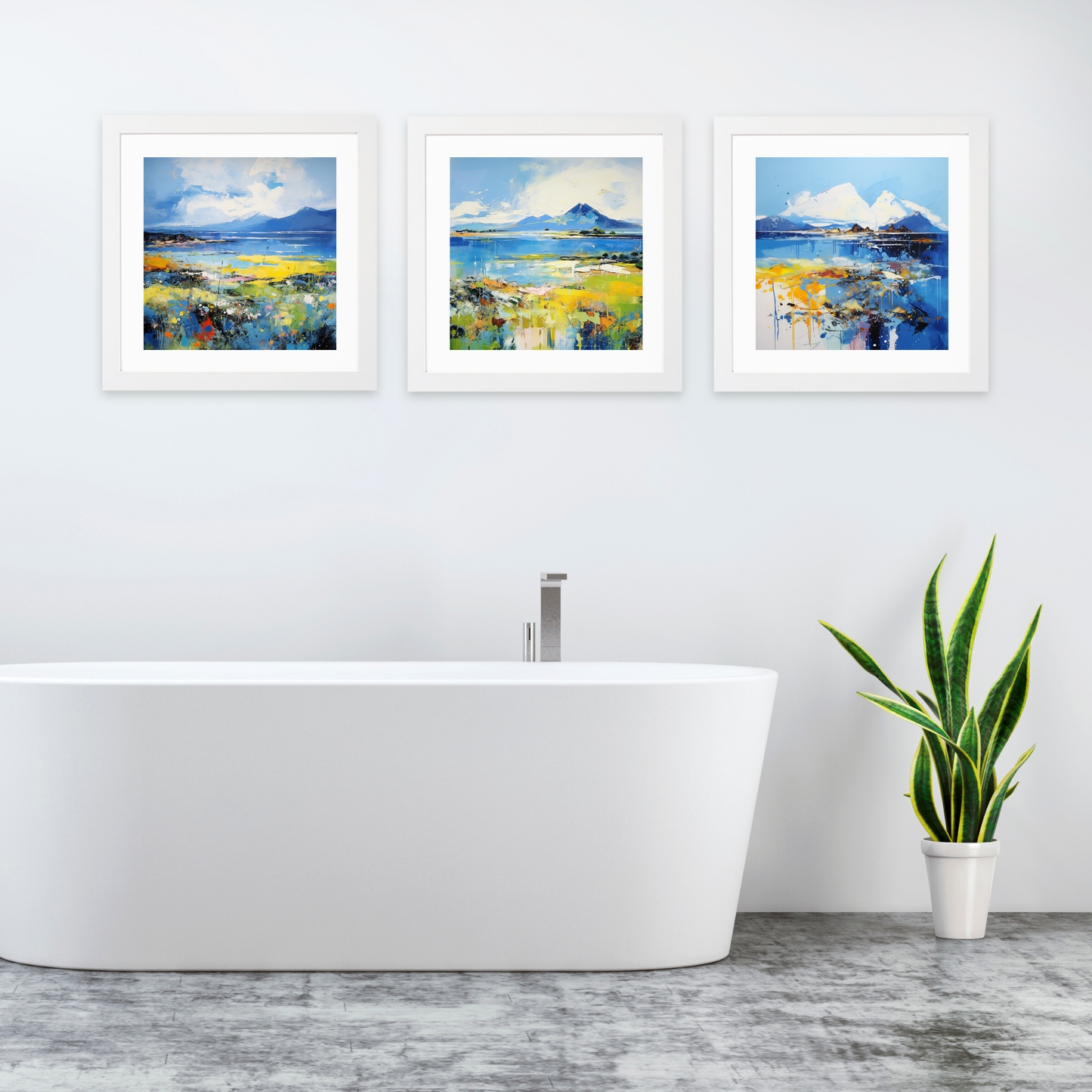 White frame variant of Isle of Arran, Firth of Clyde in summer