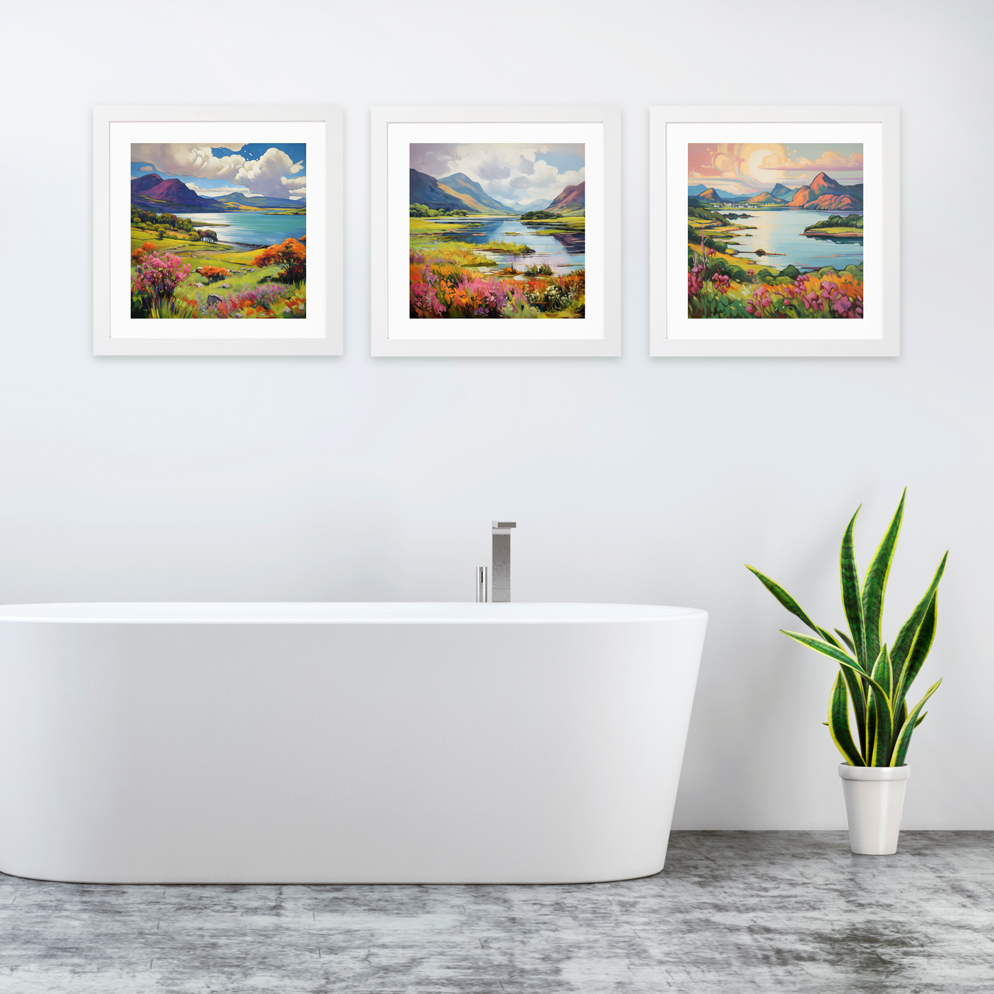 White frame variant of Loch Leven, Highlands in summer