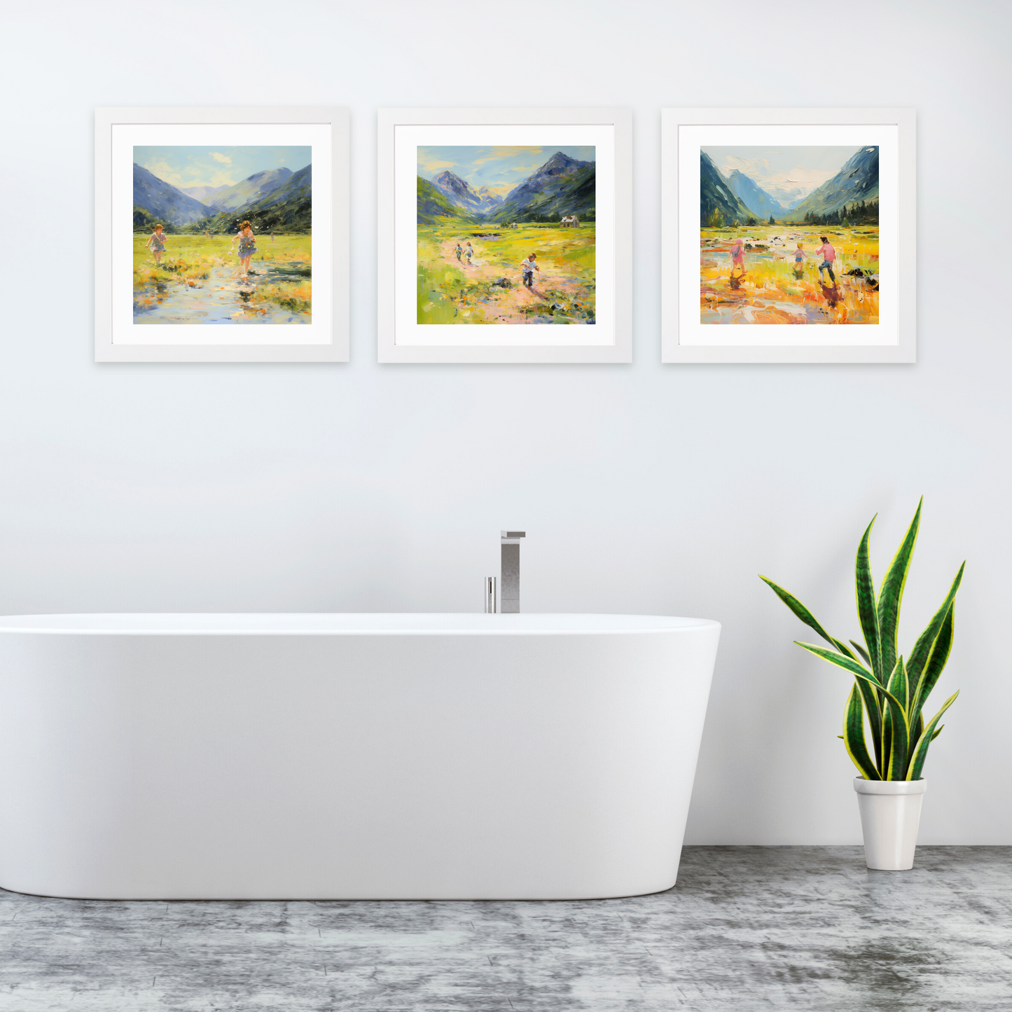 White frame variant of Children playing in Glencoe during summer