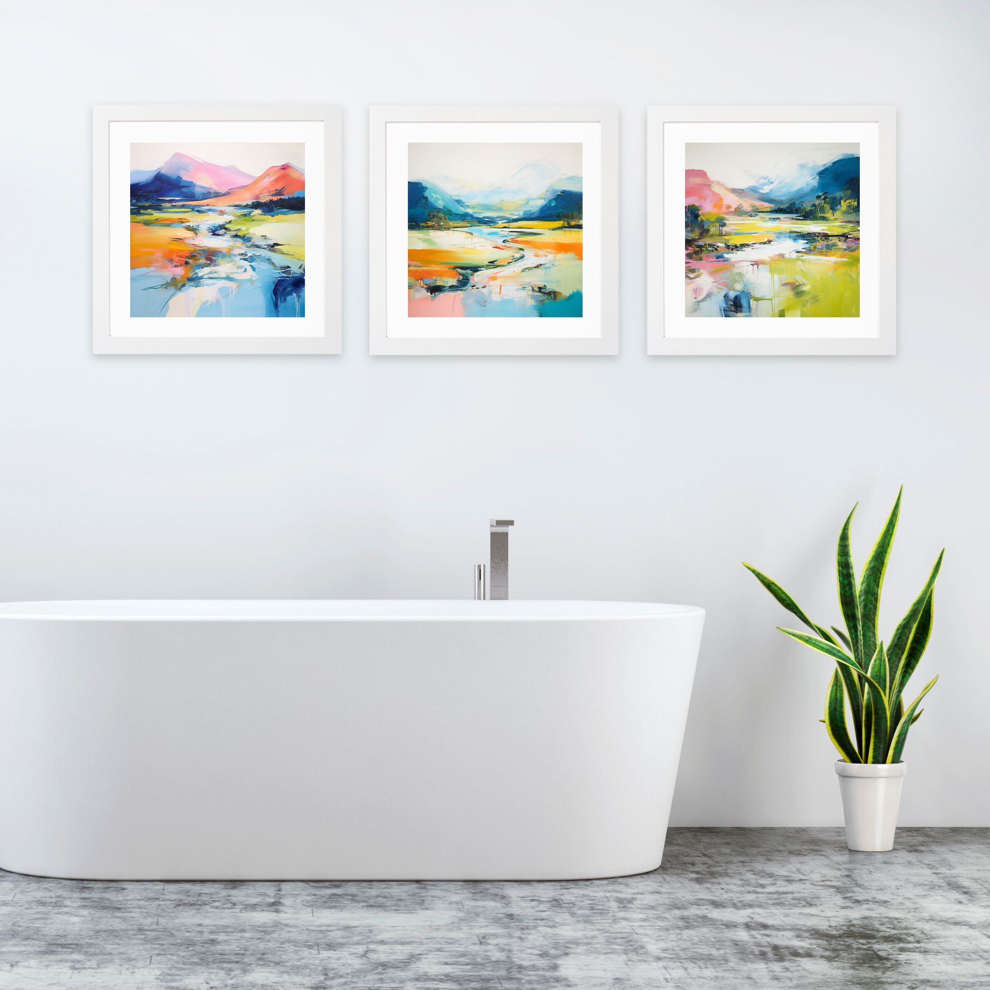 White frame variant of River Spean, Highlands in summer