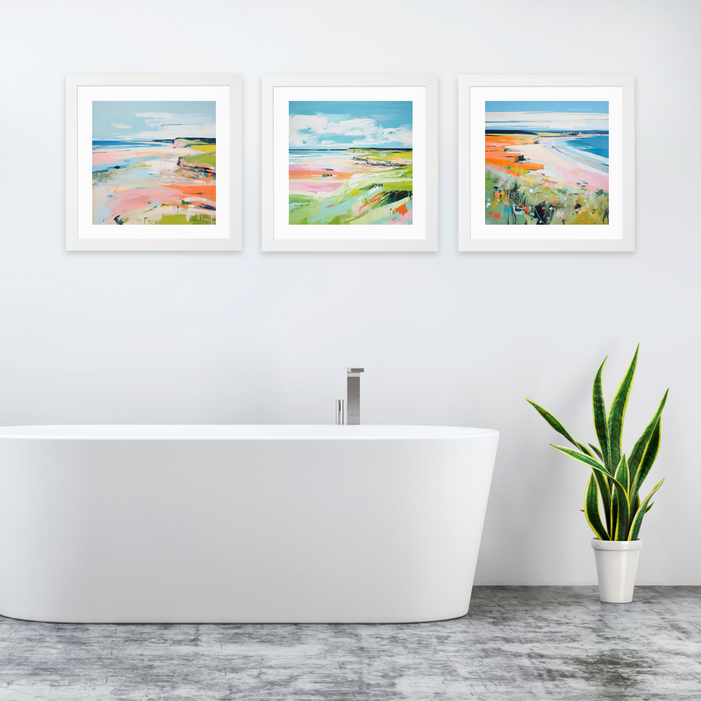 White frame variant of Lunan Bay, Angus in summer