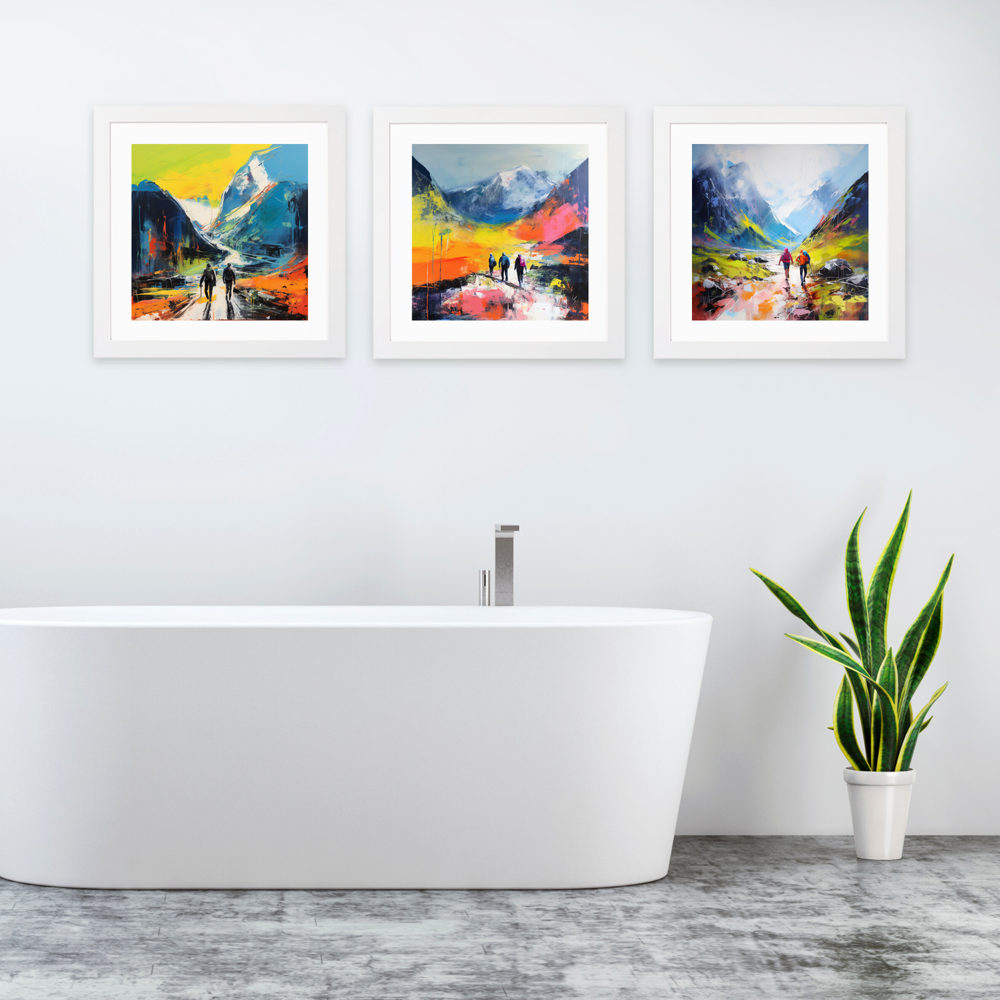 White frame variant of Hikers in Glencoe