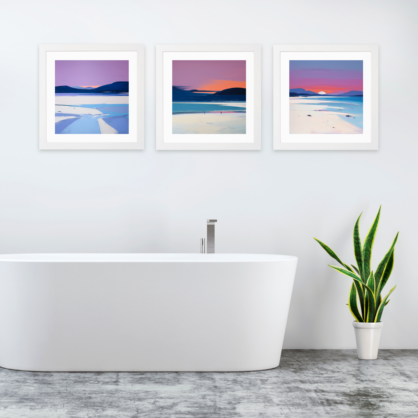 White frame variant of Luskentyre Beach at dusk